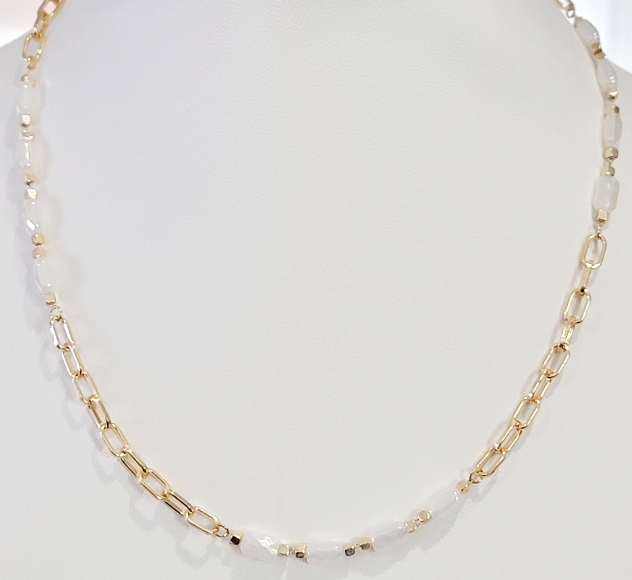 Open Chain and Prism Square Bead Necklace *Final Sale*