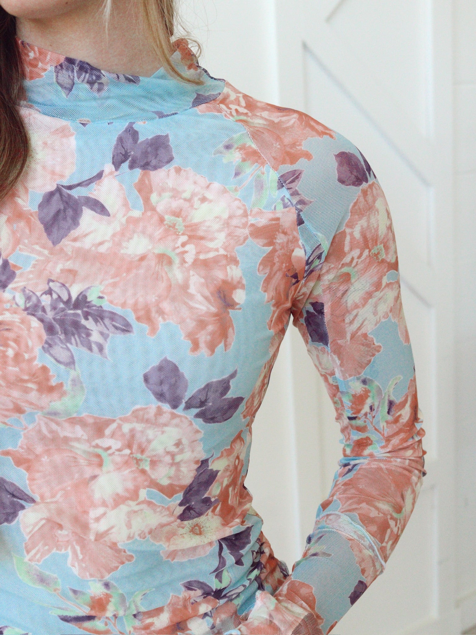 Hazel Floral Mesh Thumbhole Top