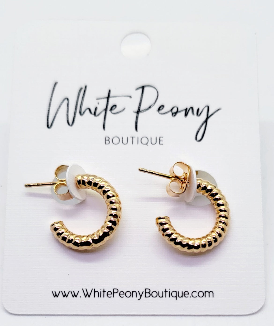 Ribbed Open Hoop Earrings  *Final Sale*