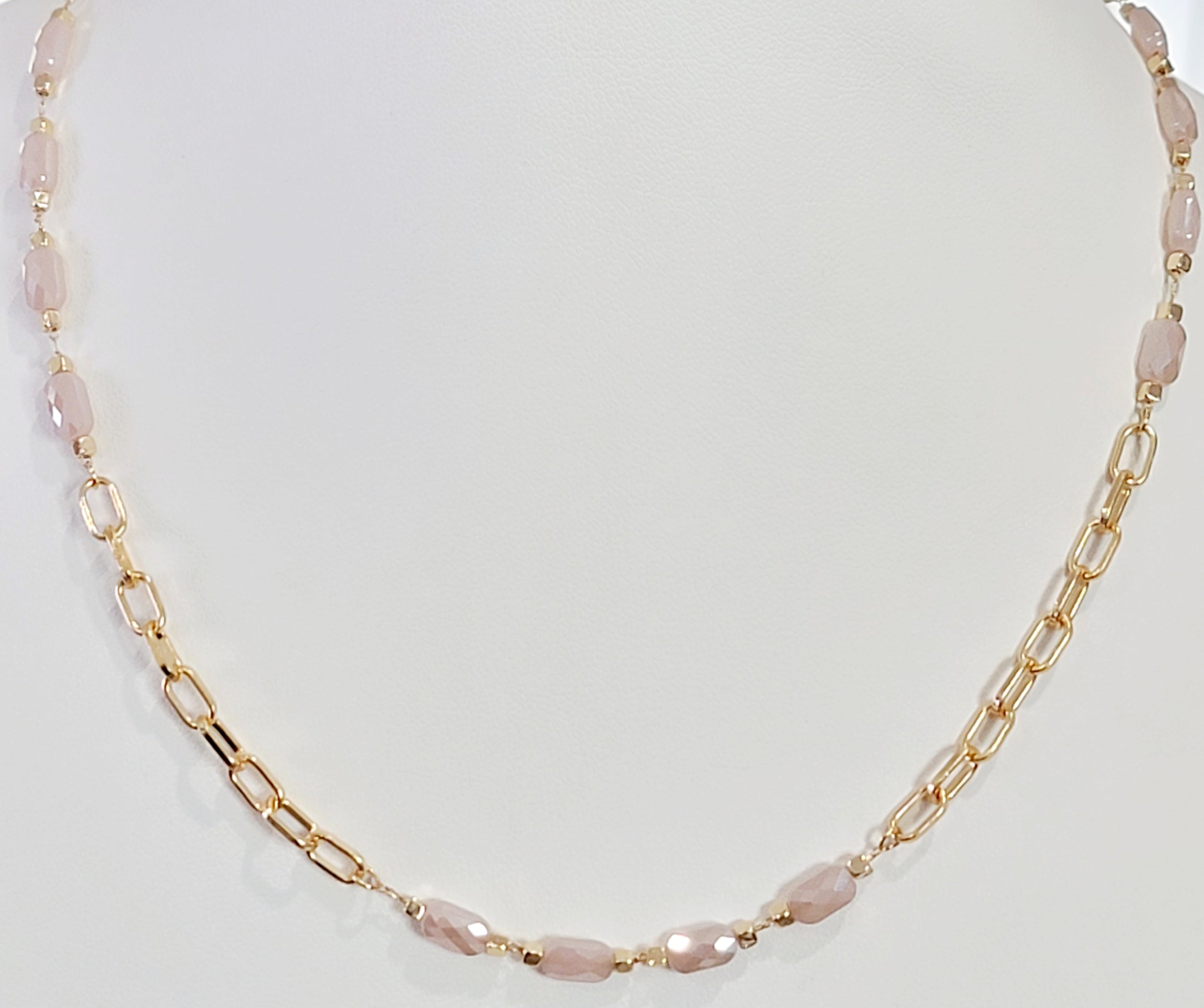 Open Chain and Prism Square Bead Necklace *Final Sale*