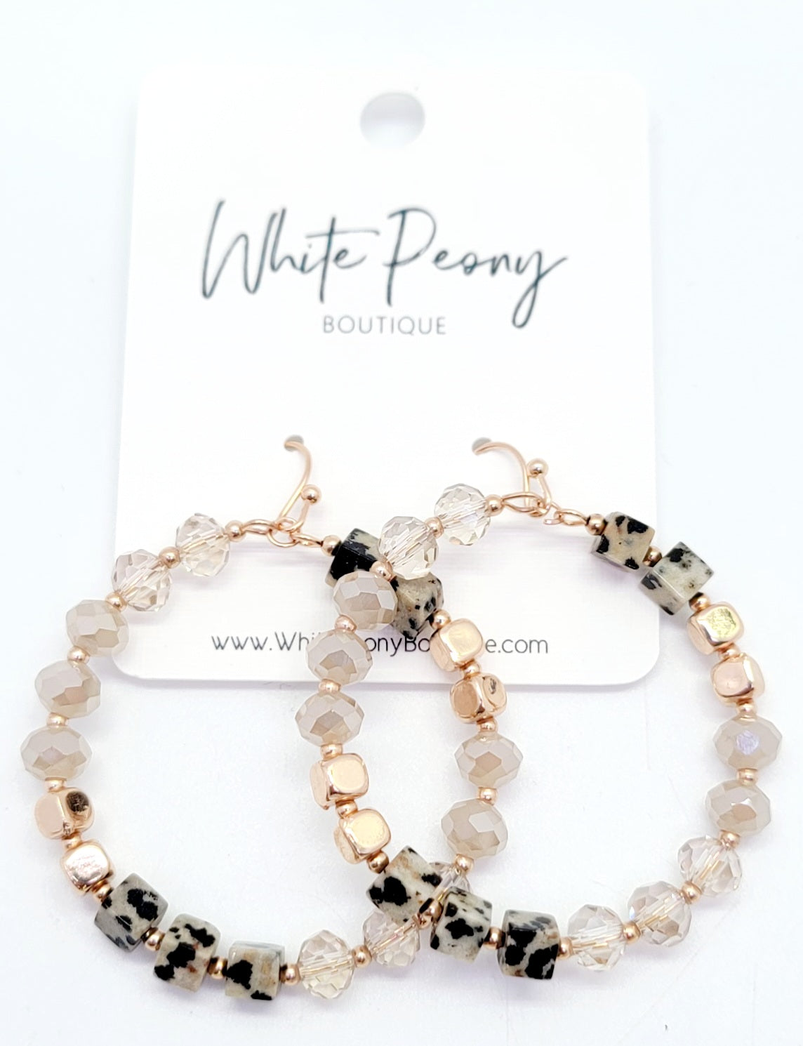 Square and Prism Bead Circle Earrings *Final Sale*