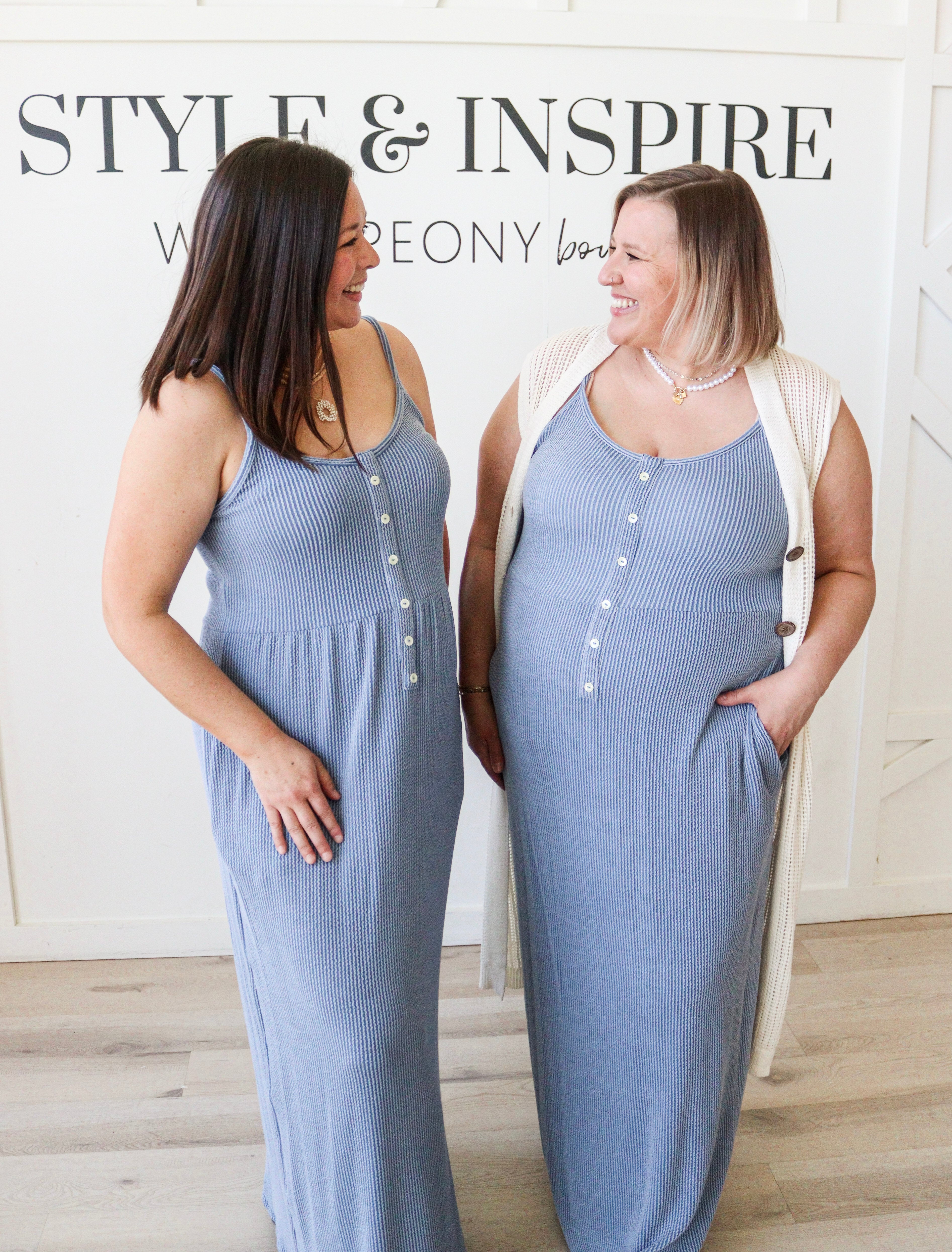 Darla Rib Button Front Maxi Dress