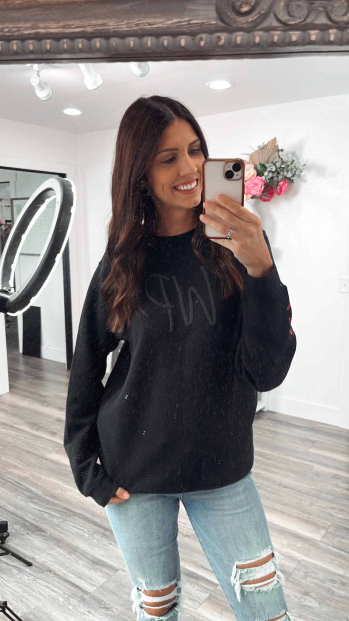 White Peony Puff Sweatshirt