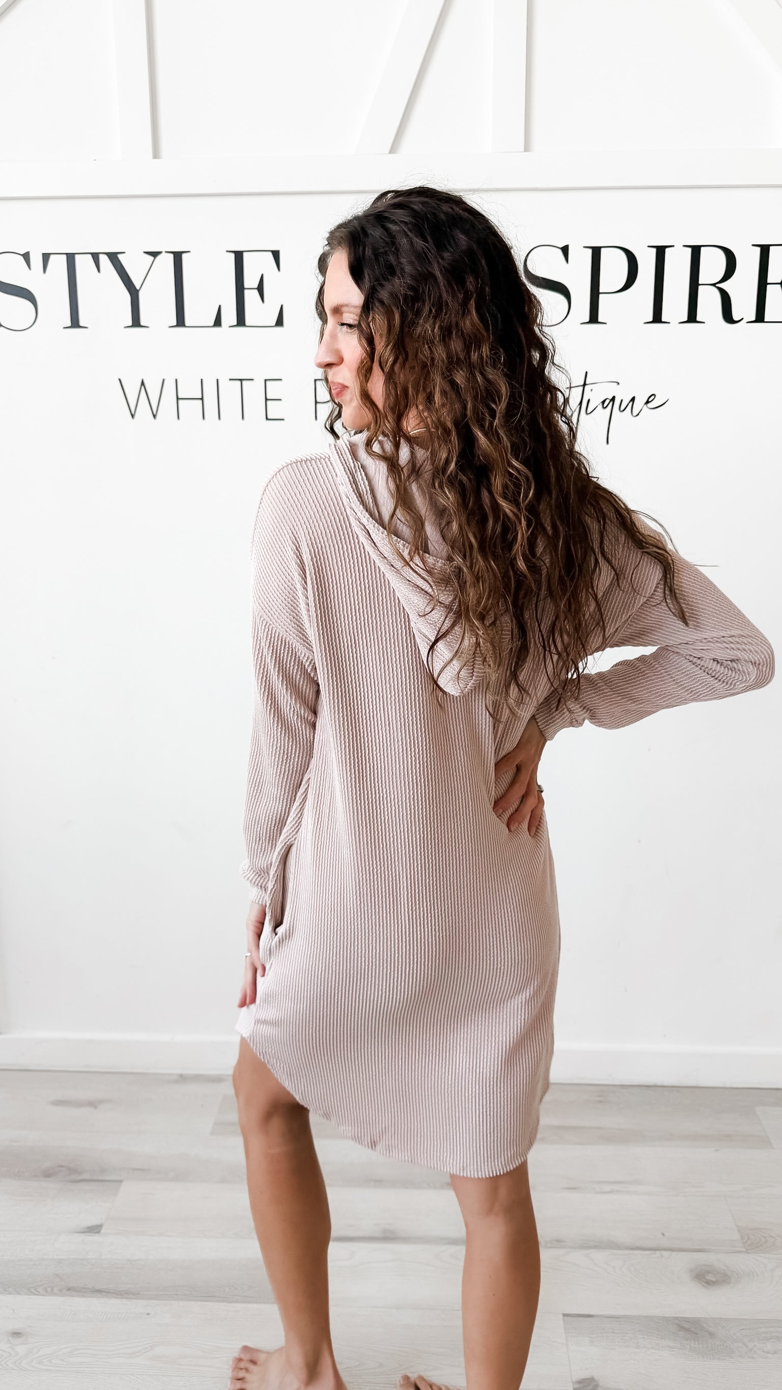 Ellen Urban Ribbed Hoodie Mini Dress