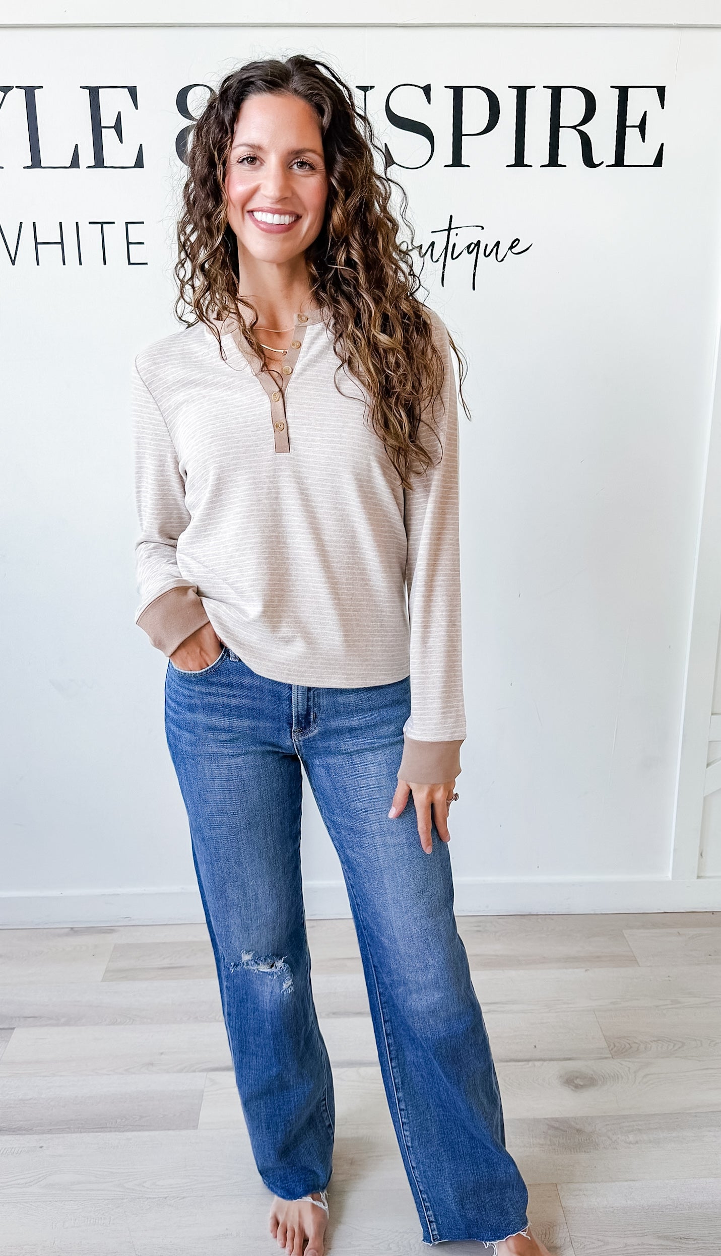 Aeris Contrast Henley Top