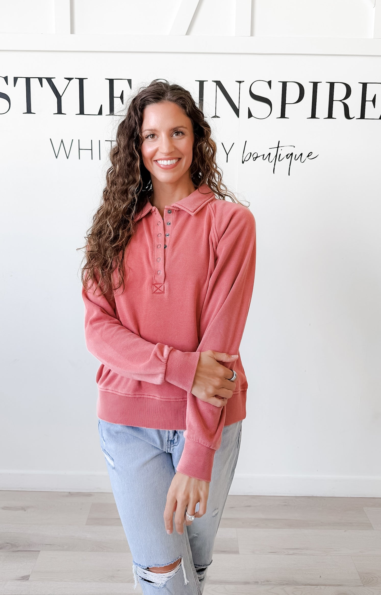 Priscilla Half Button Top