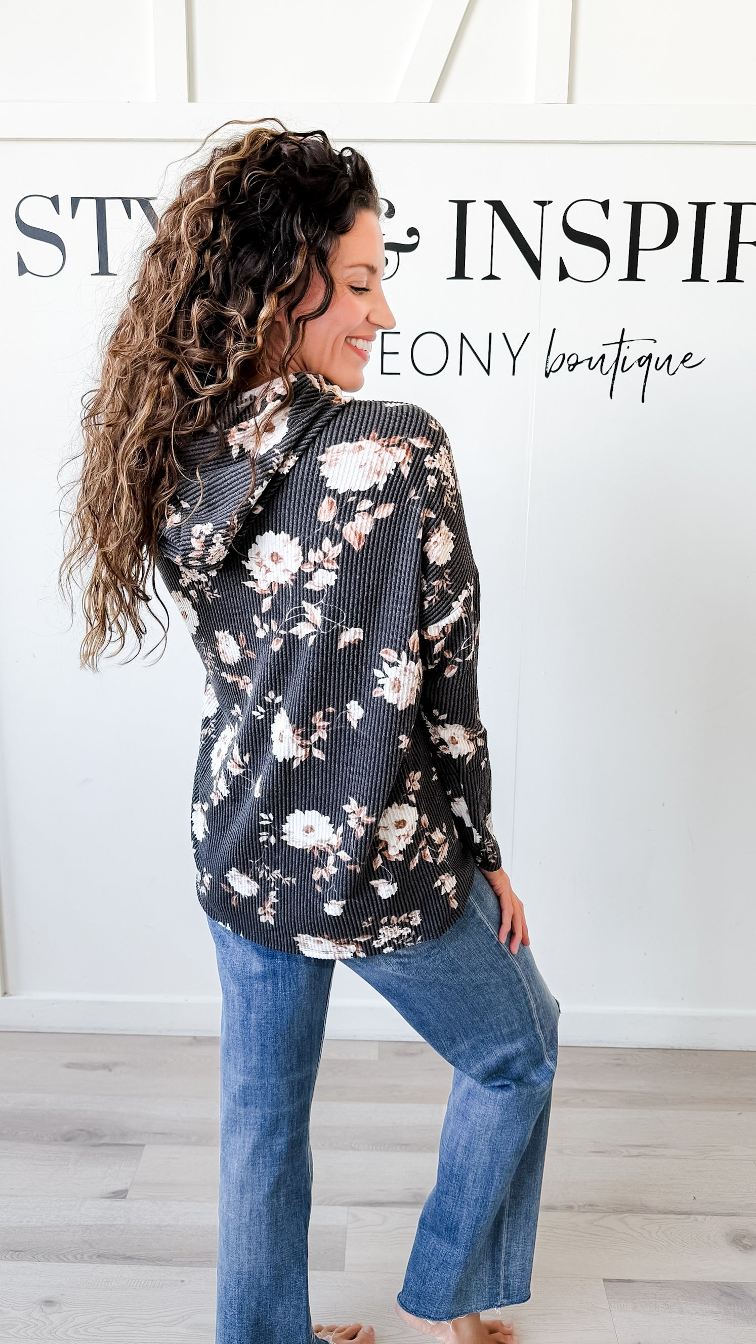 Rebecca Floral Ribbed Top