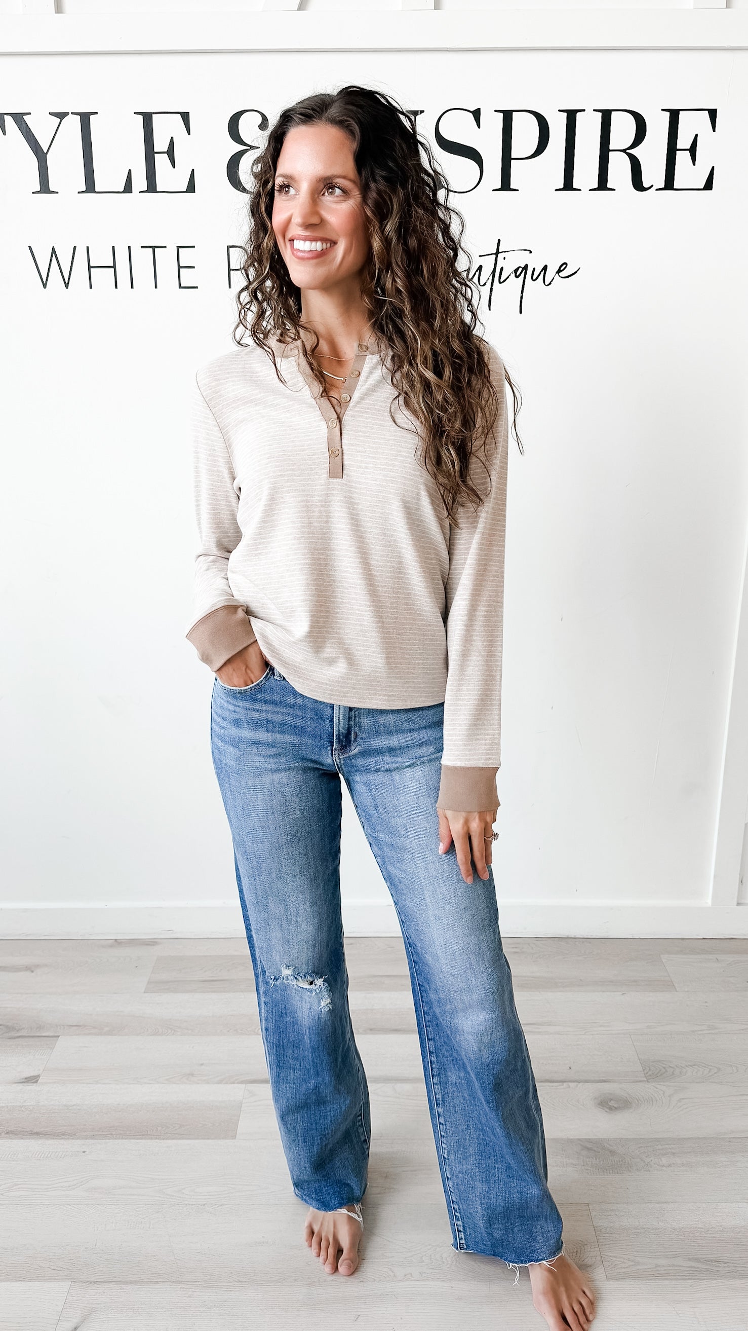 Aeris Contrast Henley Top