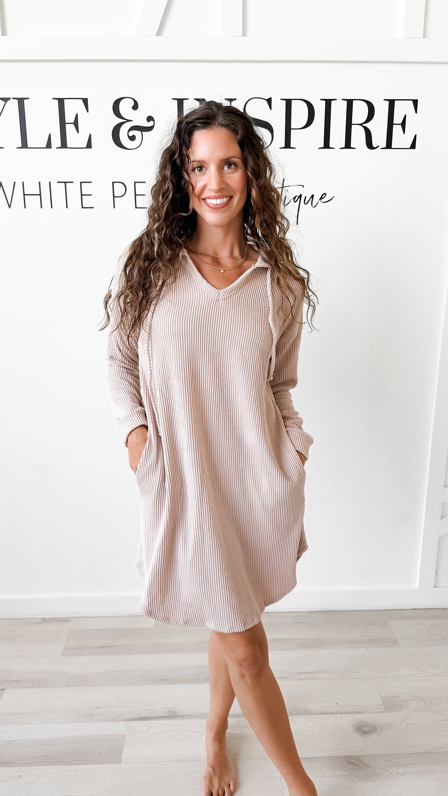 Ellen Urban Ribbed Hoodie Mini Dress
