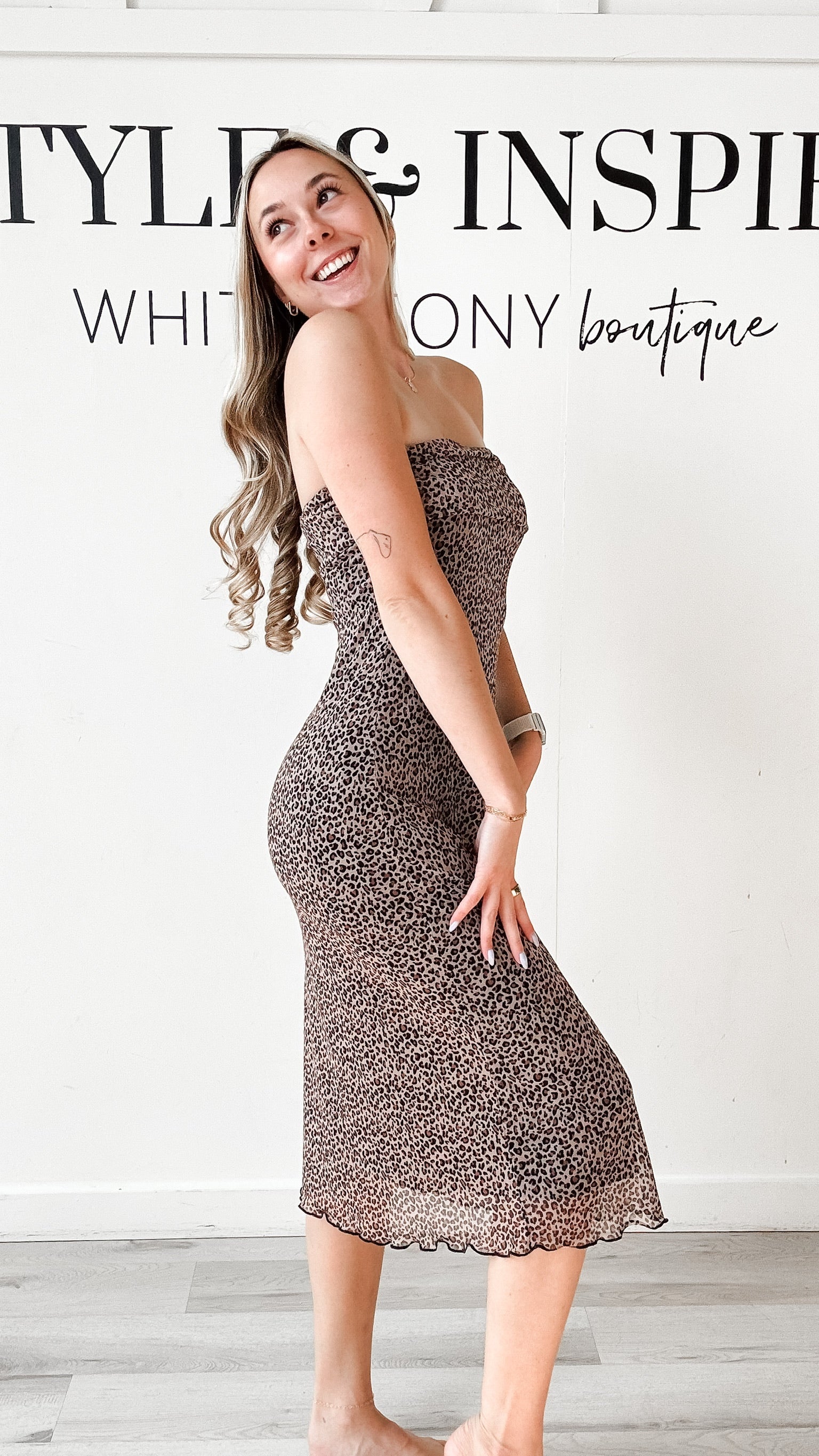 Chelsea Leopard Print Tube Dress
