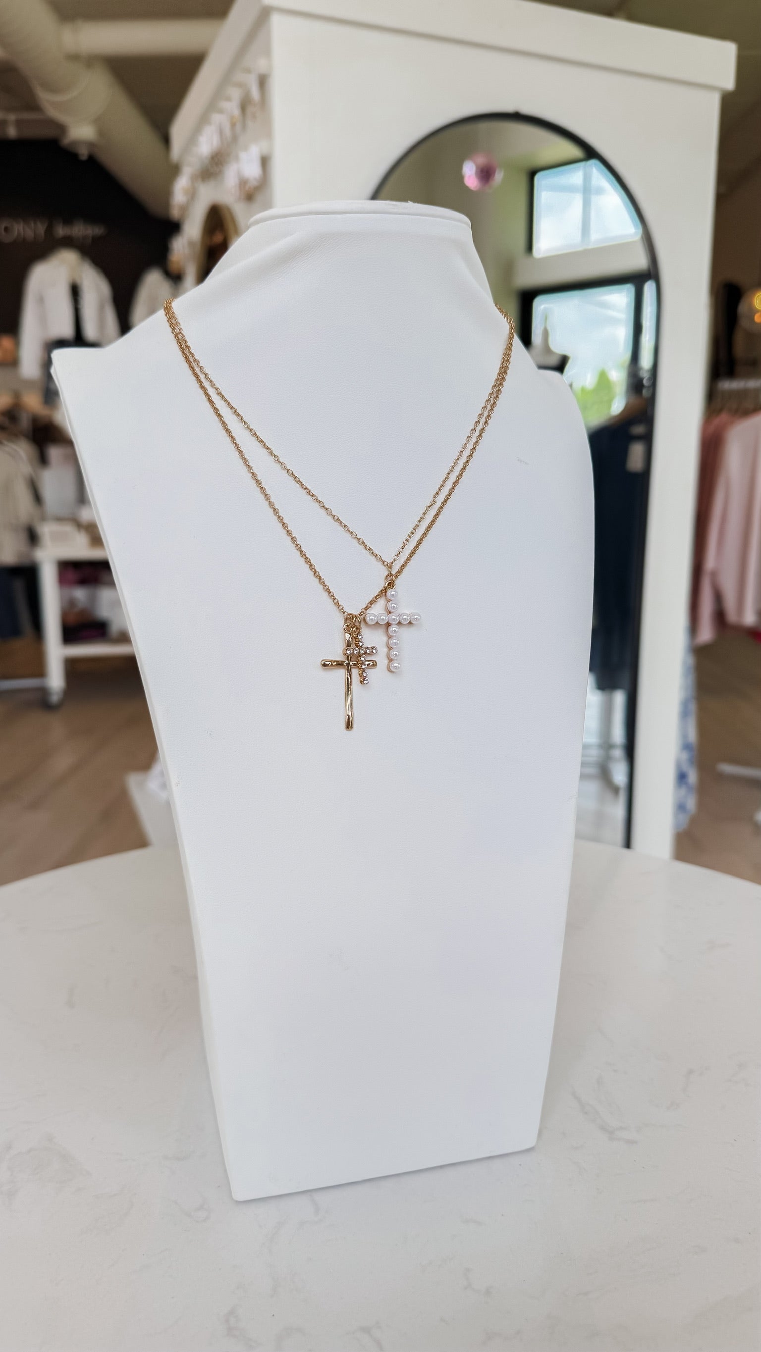 Pearl  Multi Cross Necklace. *Final Sale*