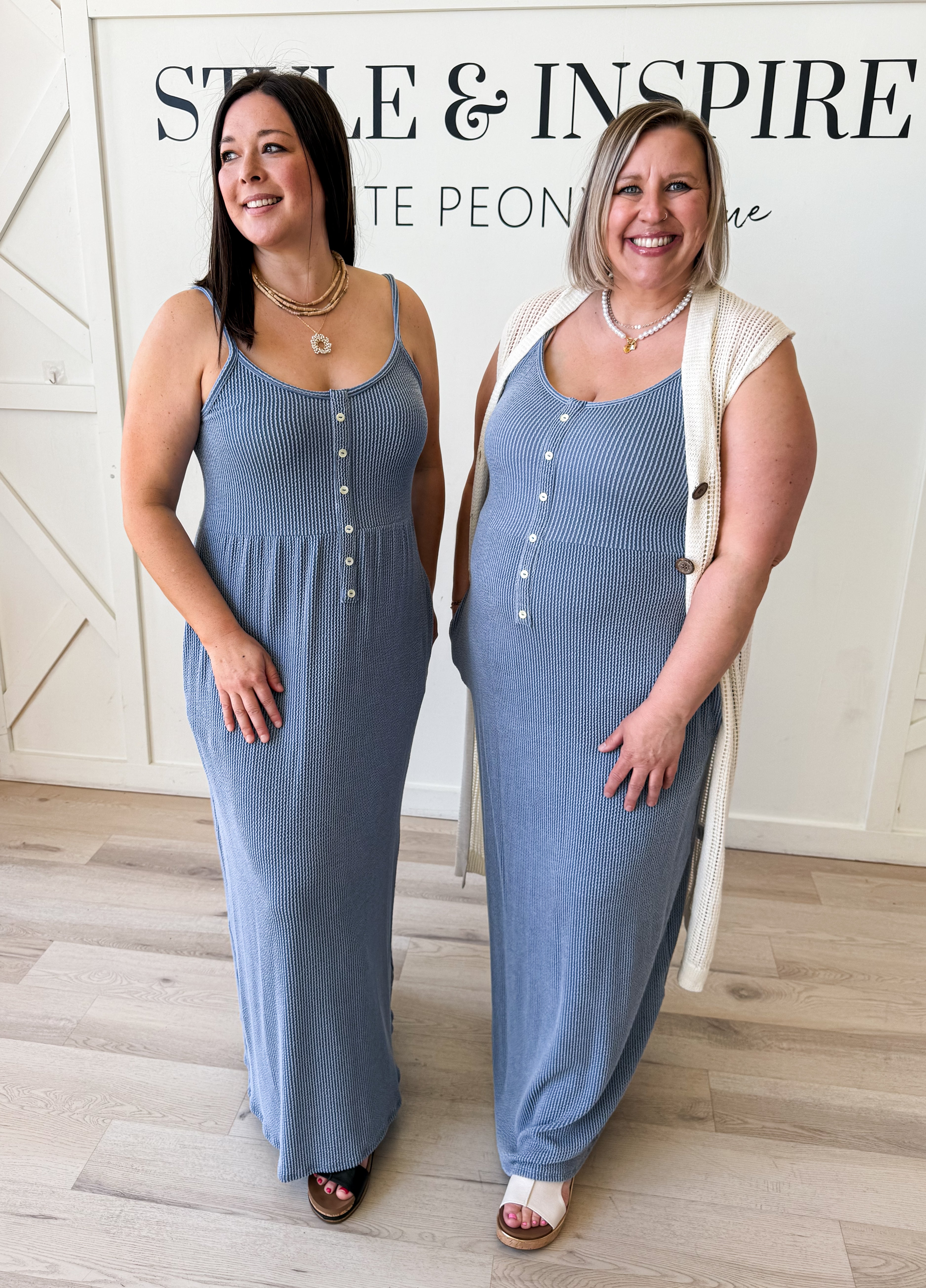 Darla Rib Button Front Maxi Dress