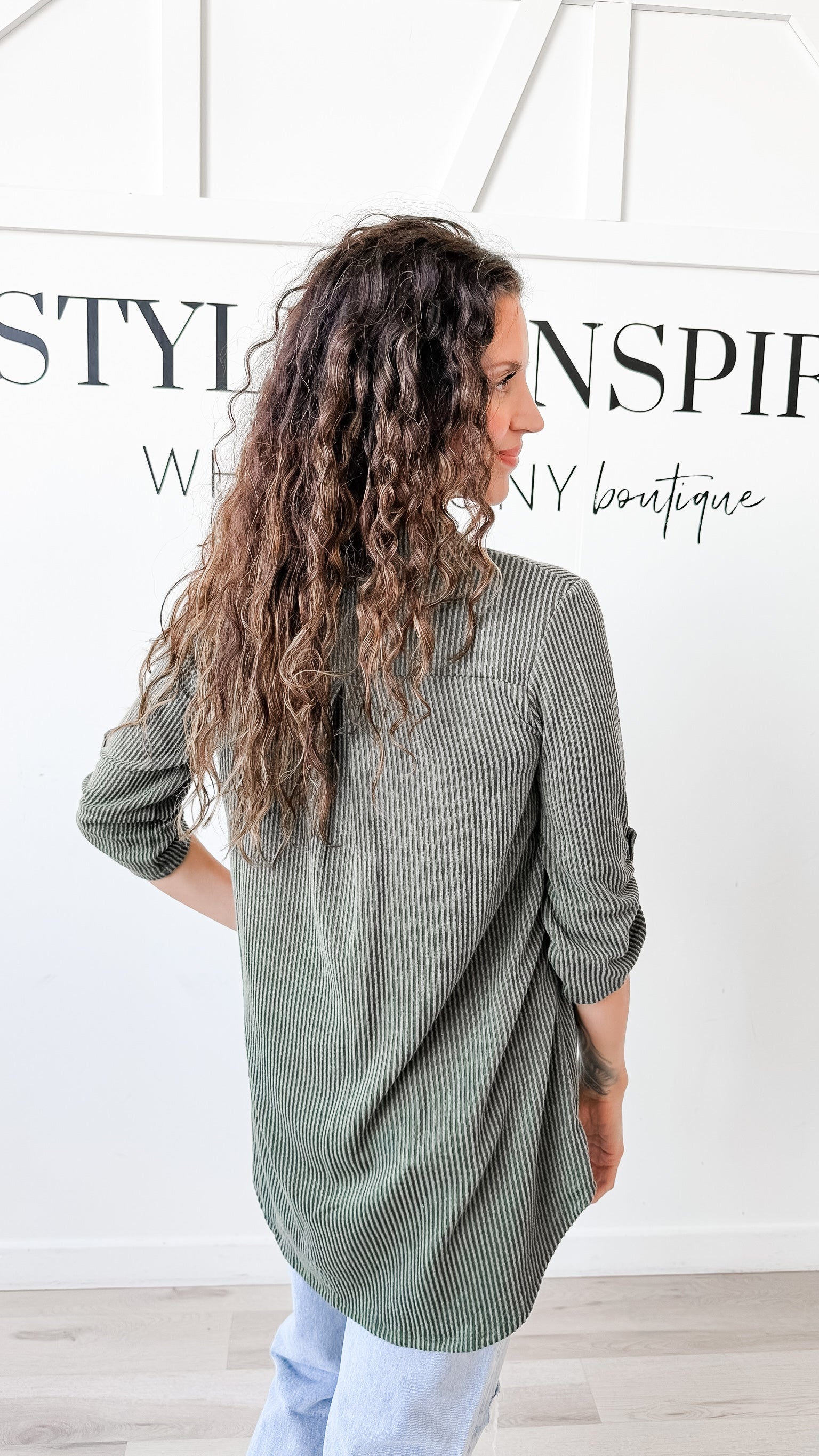 Kyra Mandarin Collar Ribbed top