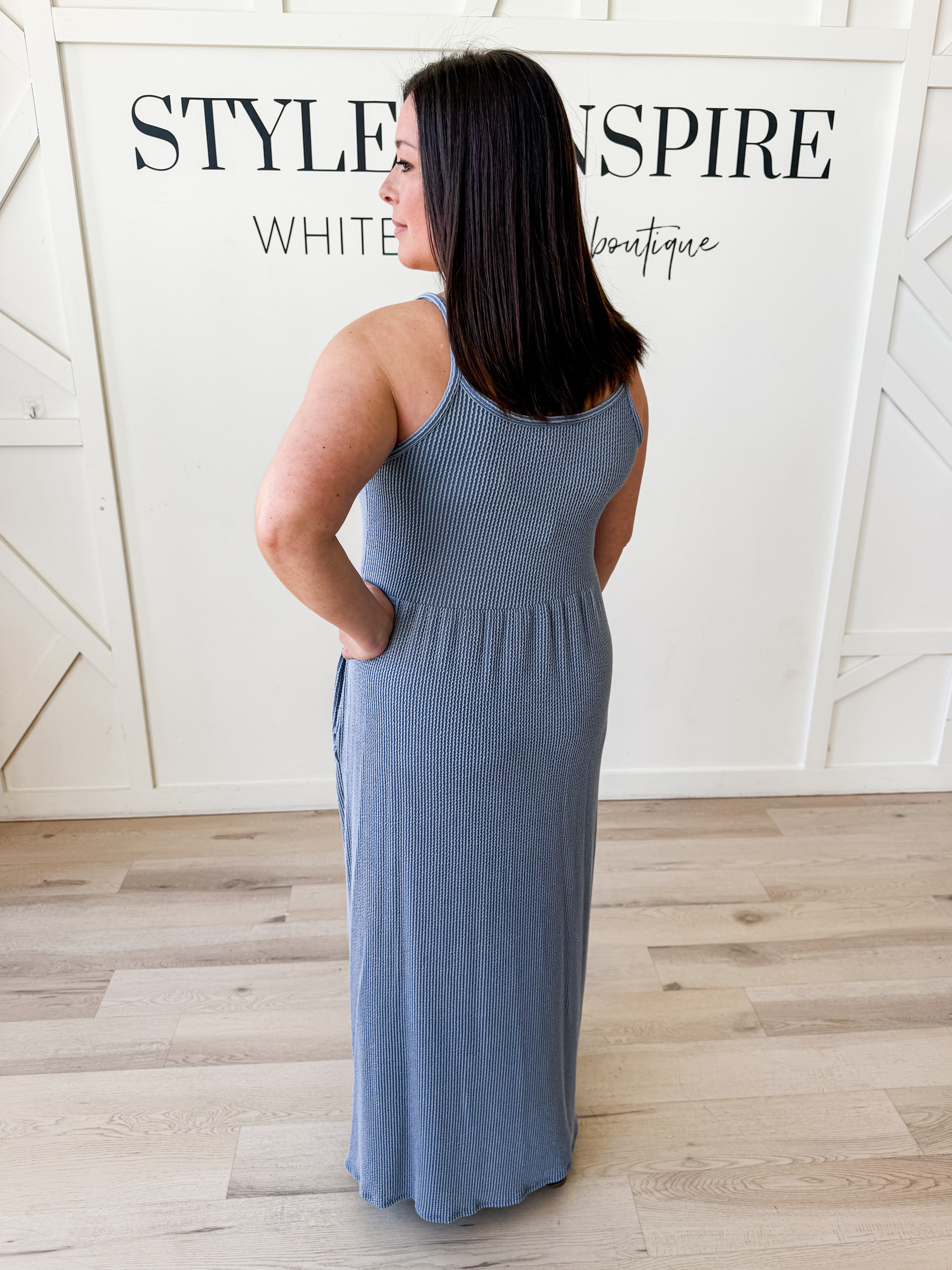 Darla Rib Button Front Maxi Dress