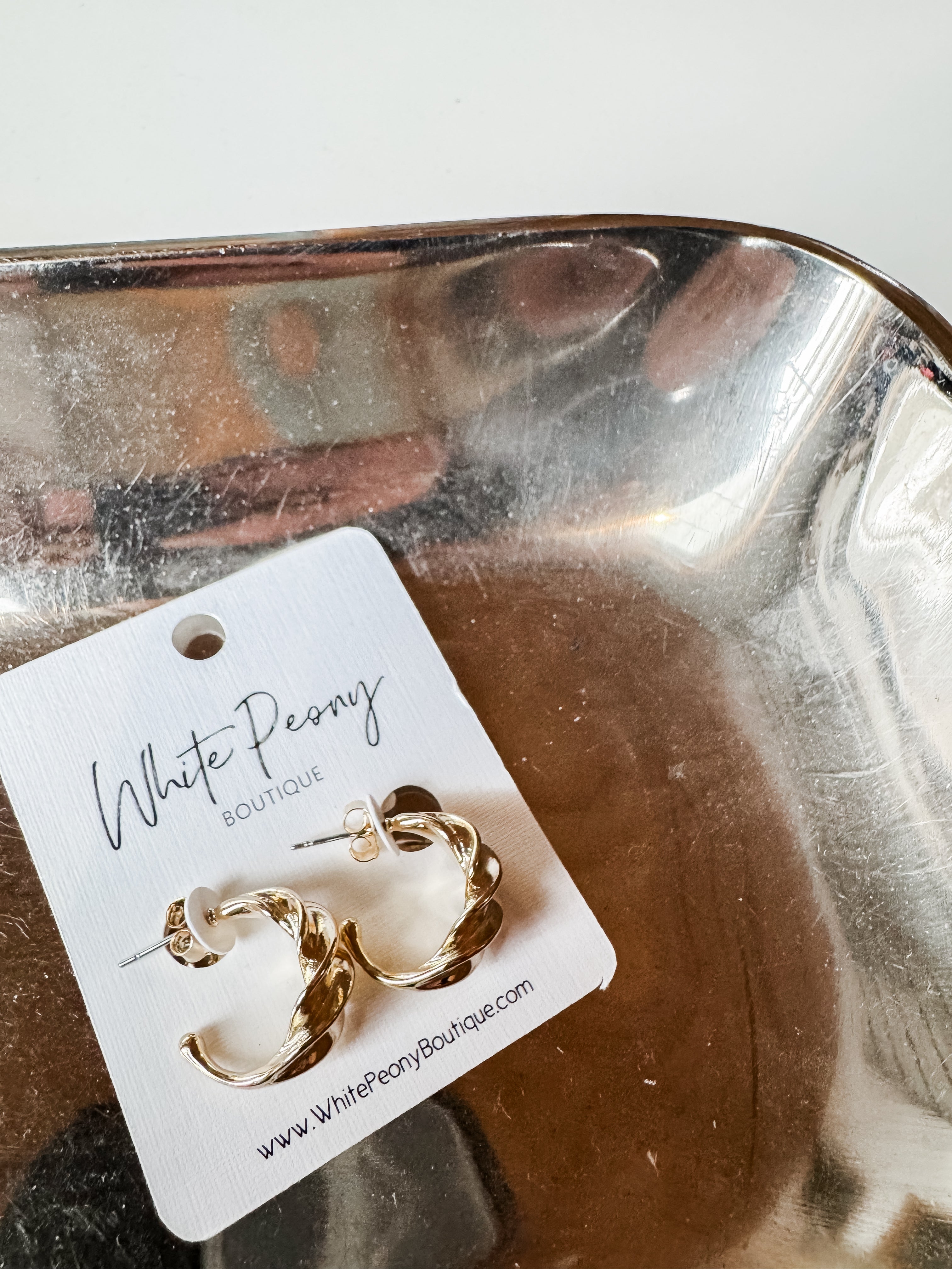 Twisted Abstract Leaf Open Hoops
