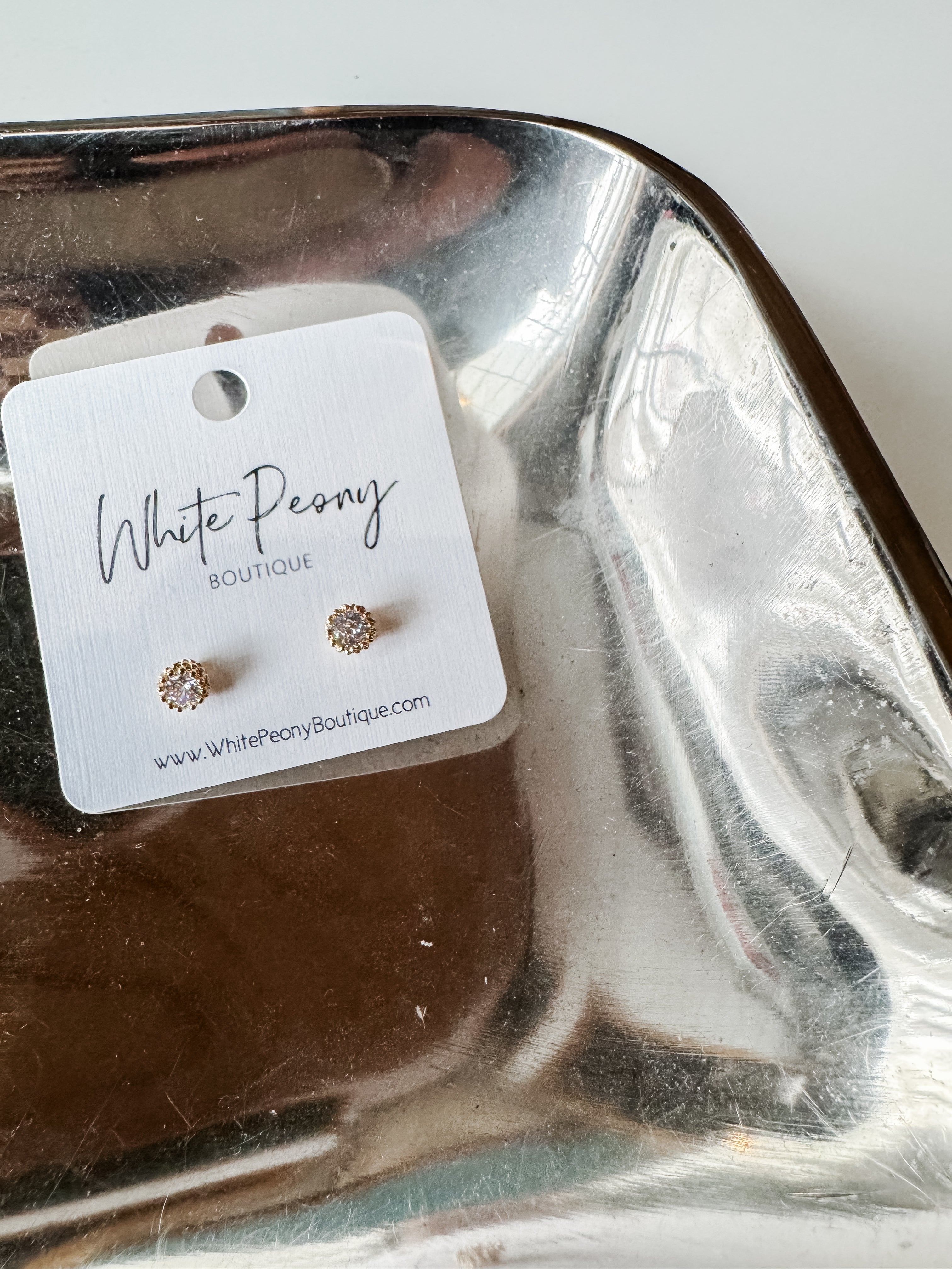 Round CZ Stud Earrings