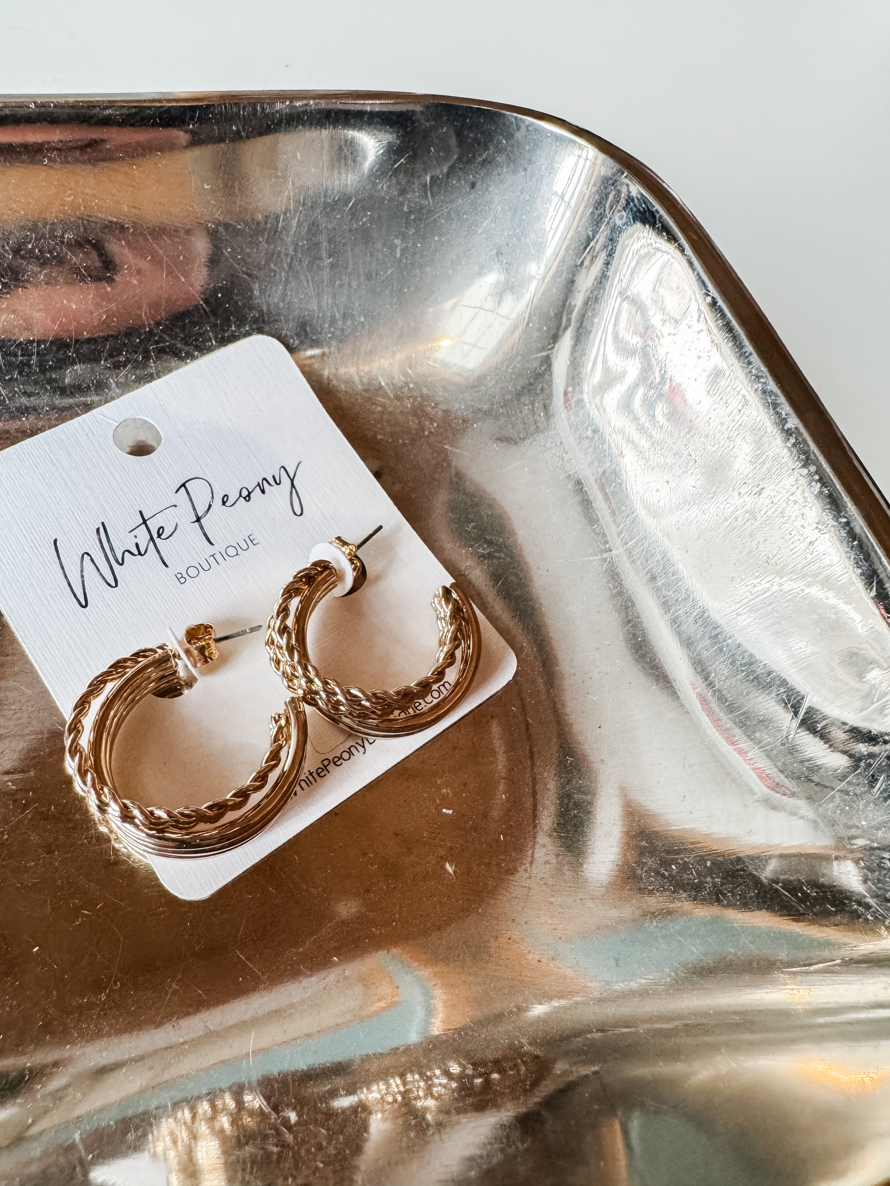 Textured Crossover Open Hoop Earrings. *FINAL SALE*