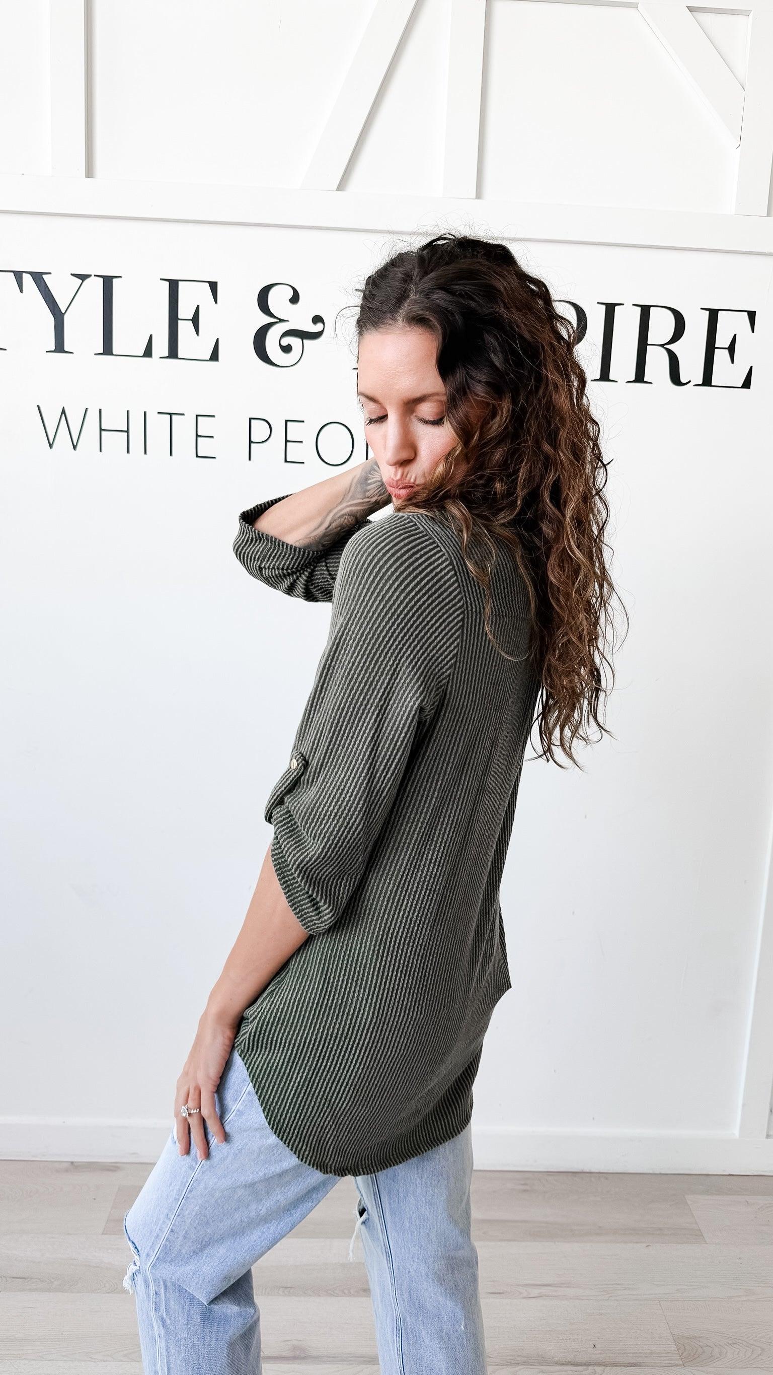 Kyra Mandarin Collar Ribbed top
