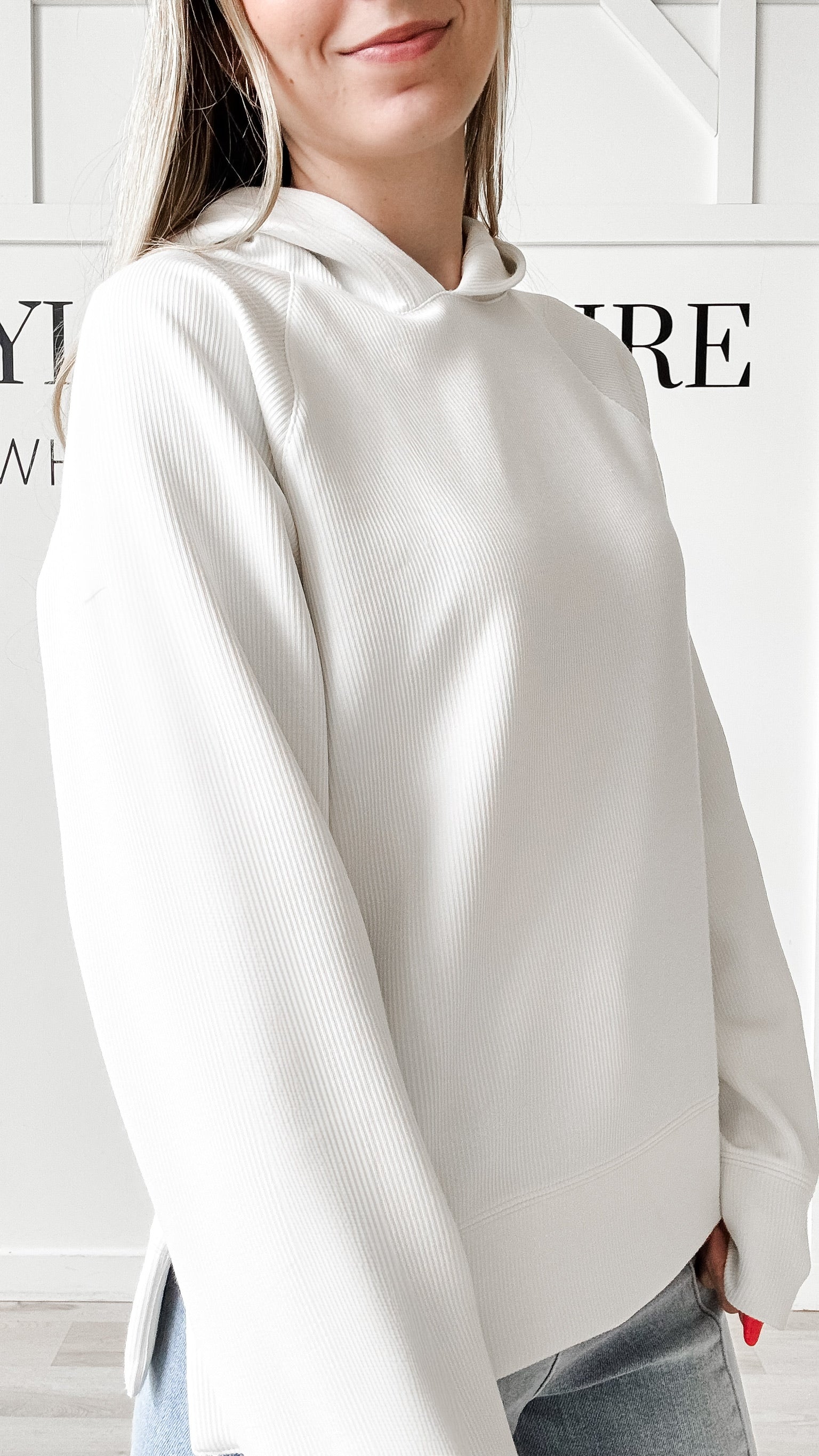 Carly Ribbed Side Vent Hoodie