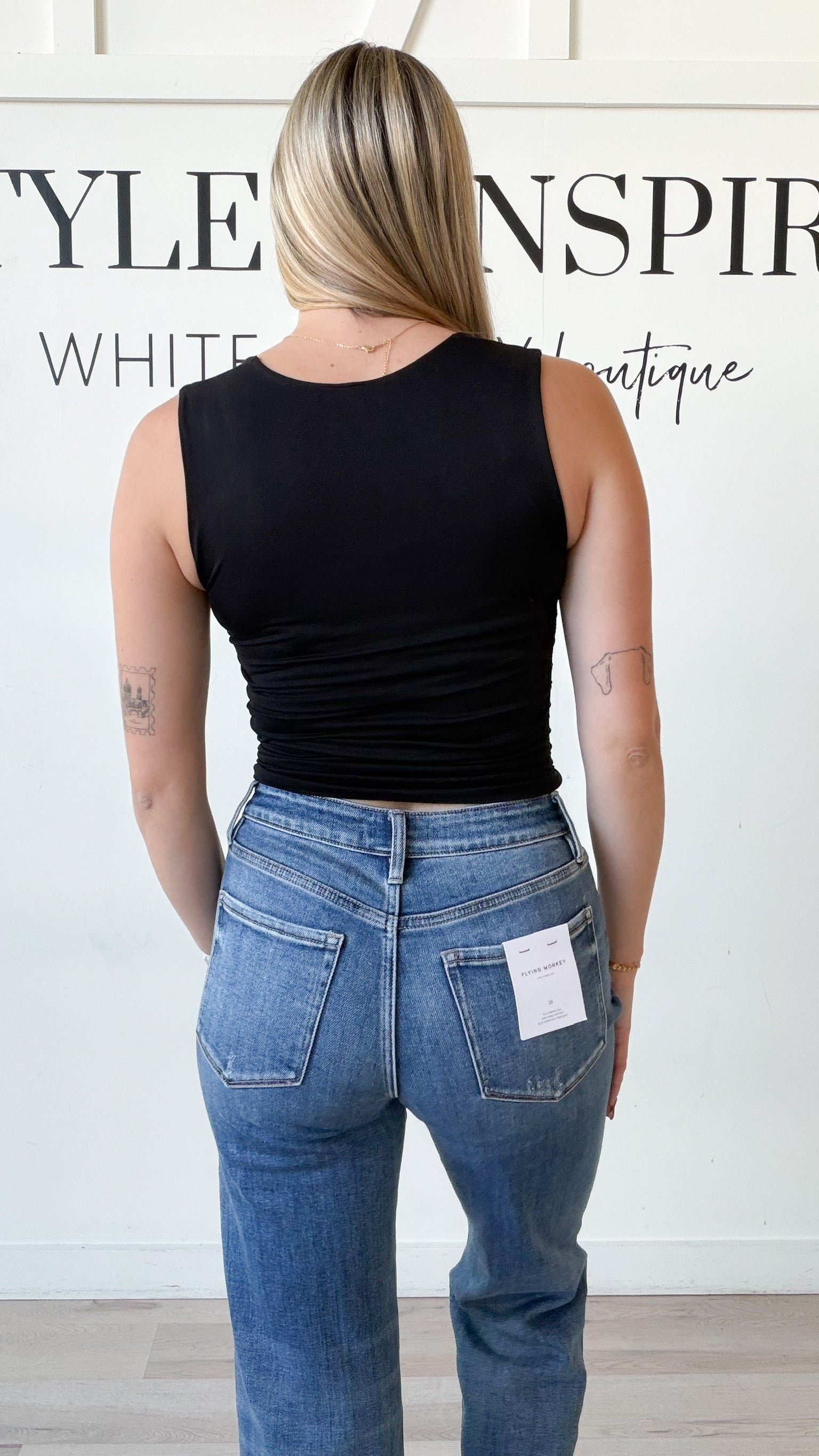 Nikibiki Square Neck Side Shirred Tank