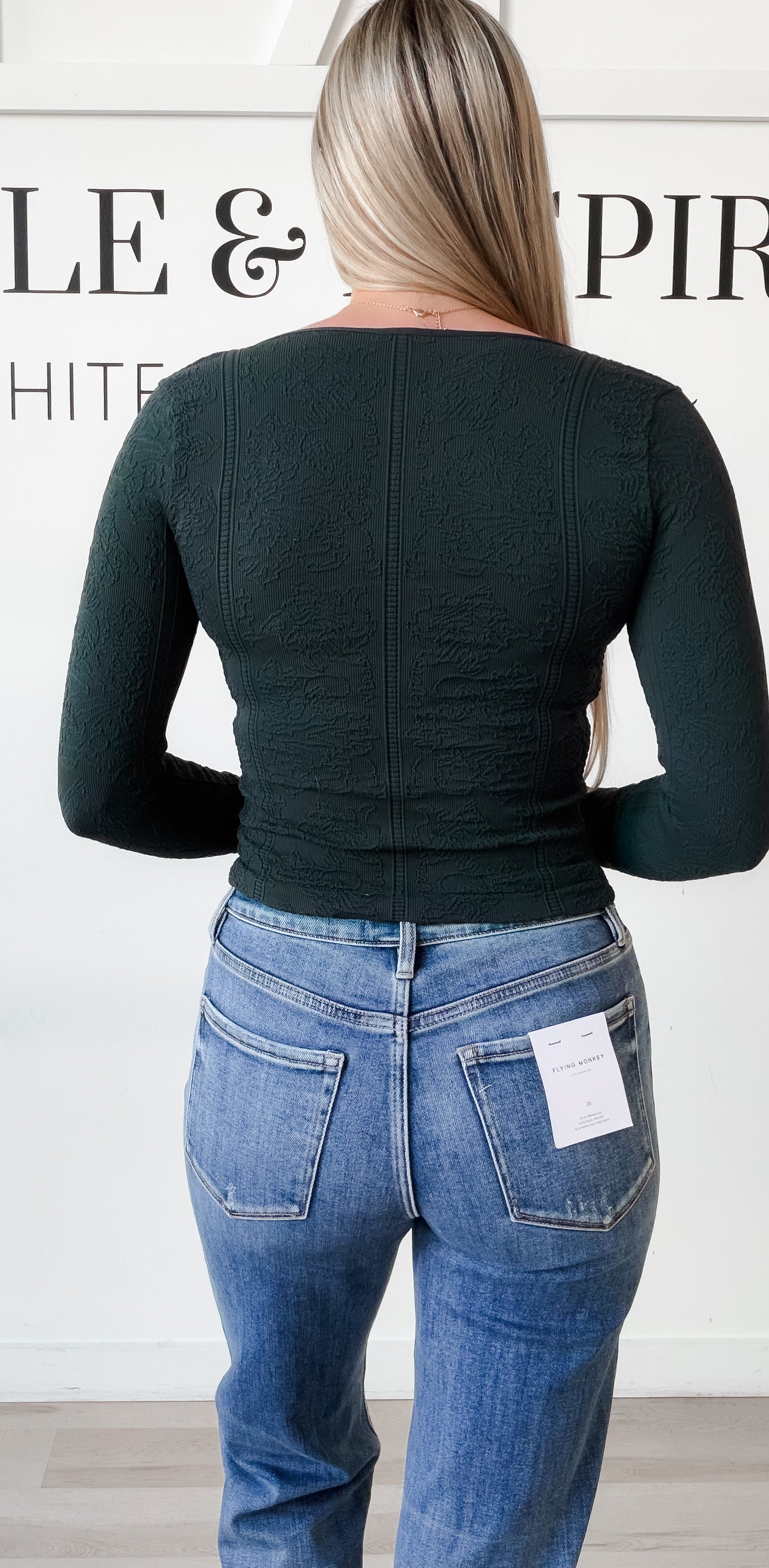 NikiBiki Lace Textured V-Neck Top
