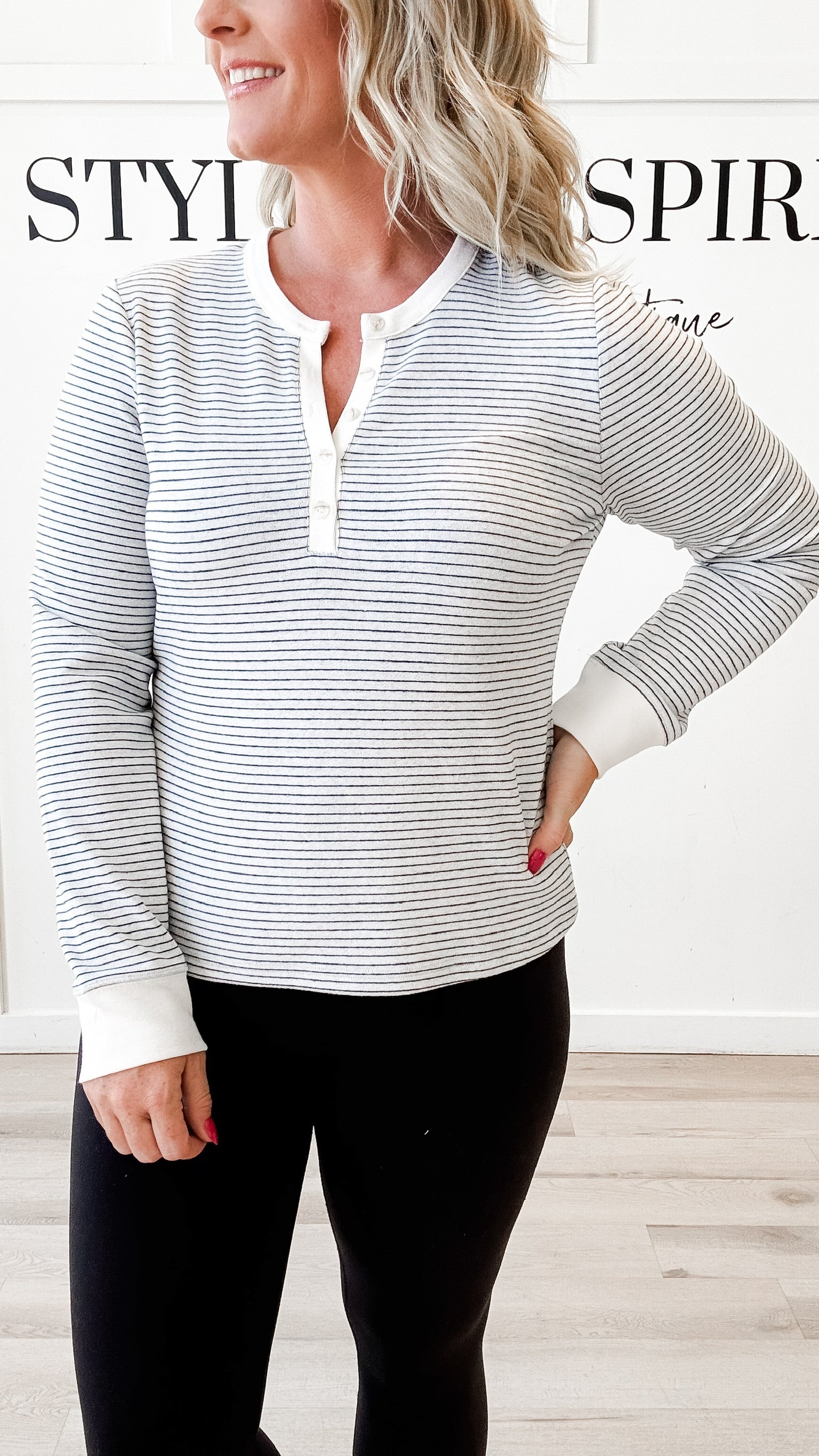 Aeris Contrast Henley Top