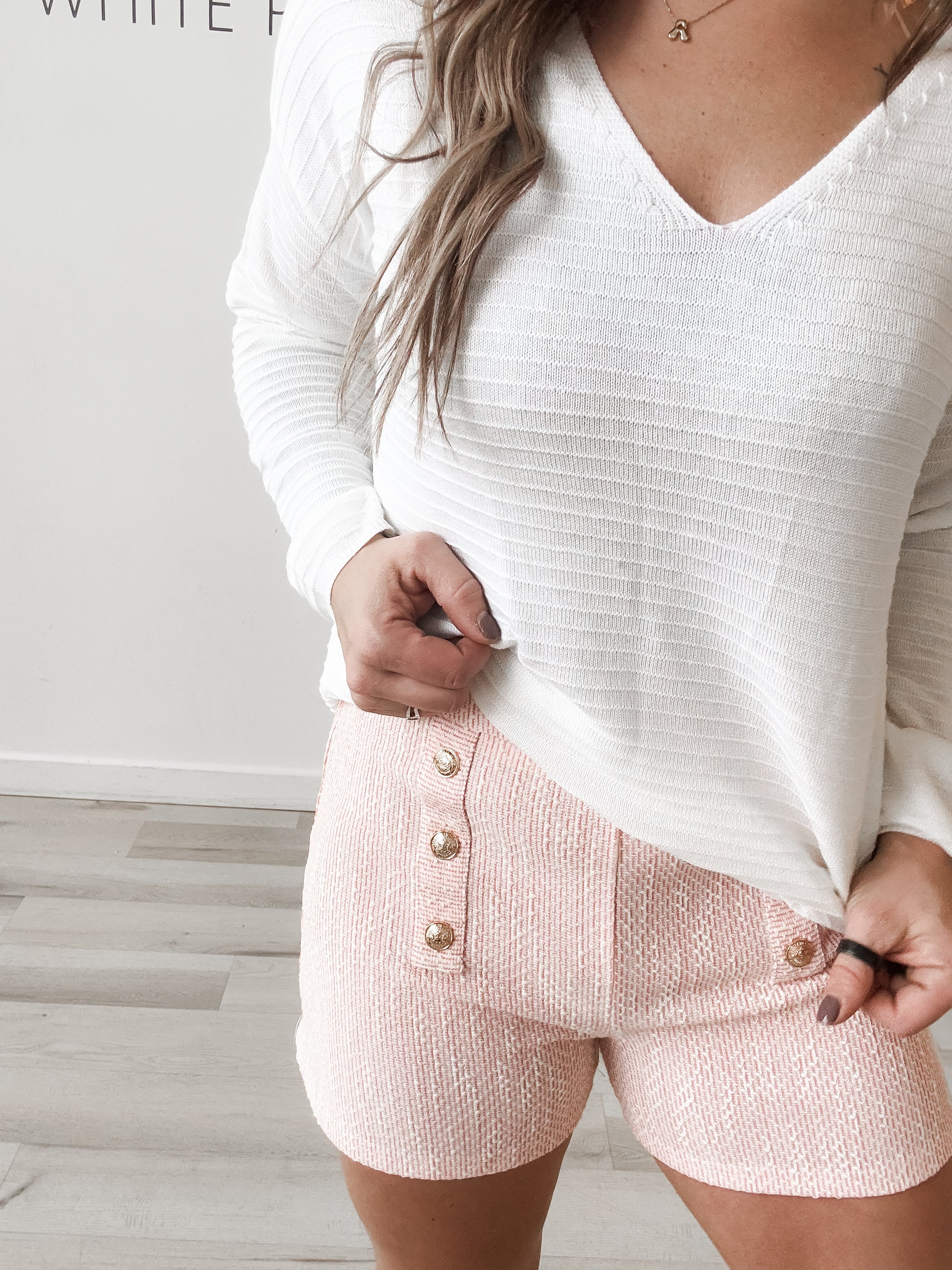 Georgia Button Detail Tweed Shorts *FINAL SALE*