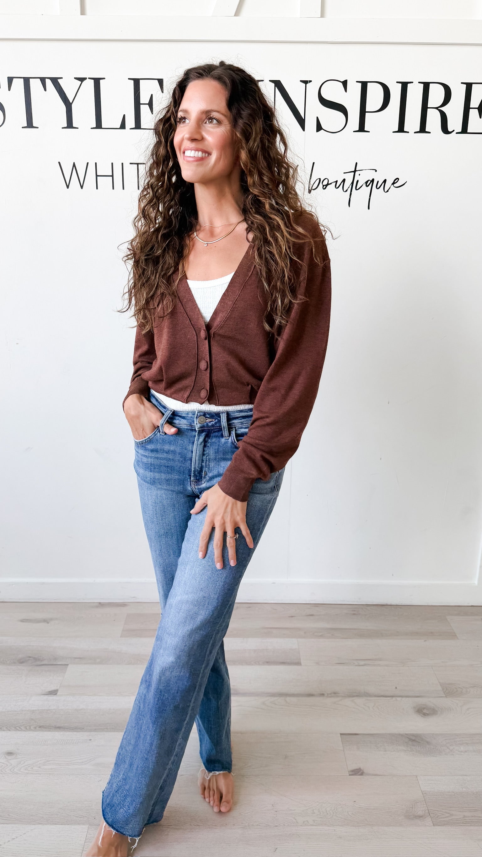Mona Cropped V-Neck Cardigan