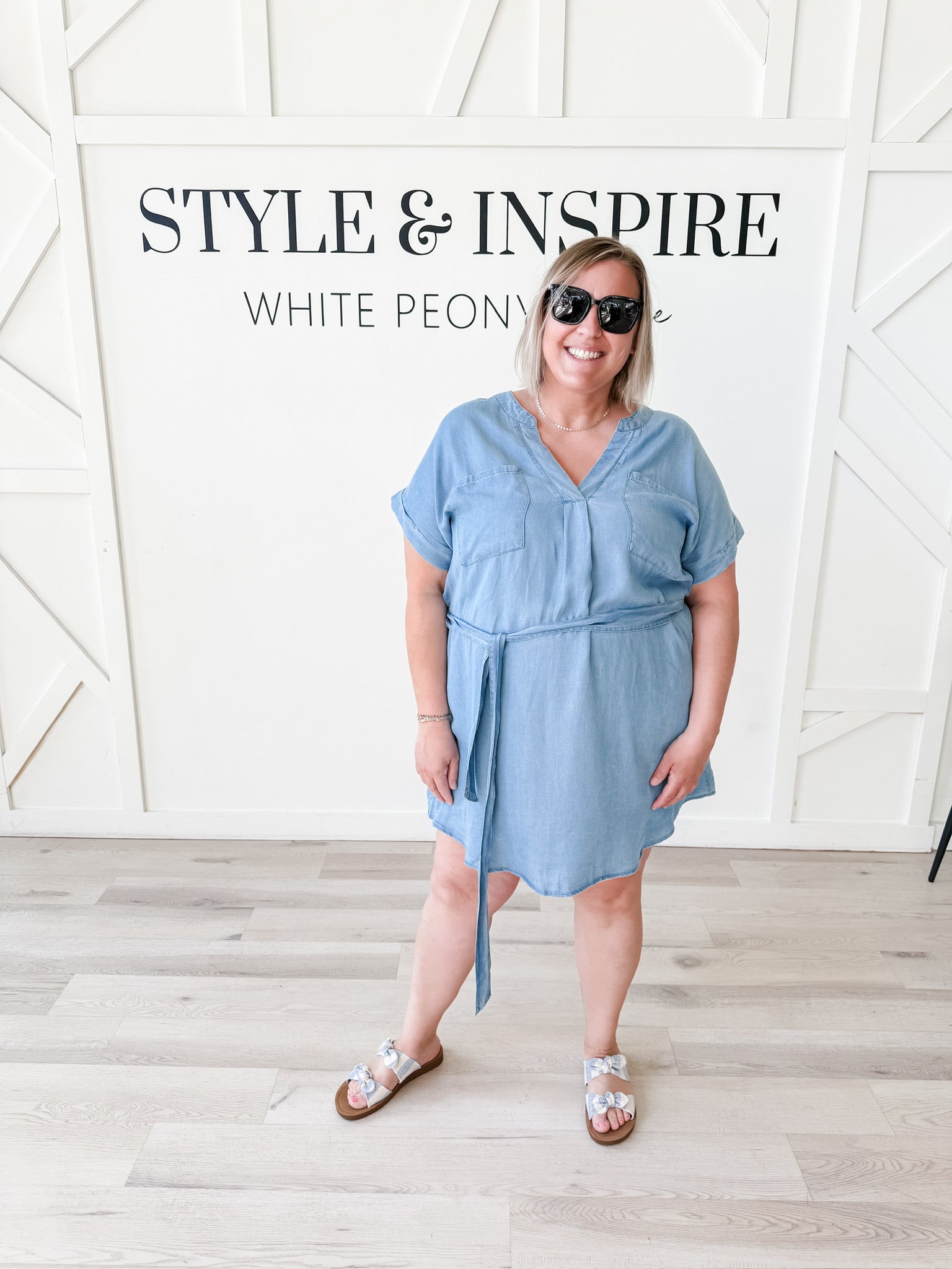 Ruth Belted Chambray Mini Shirt Dress *FINAL SALE*