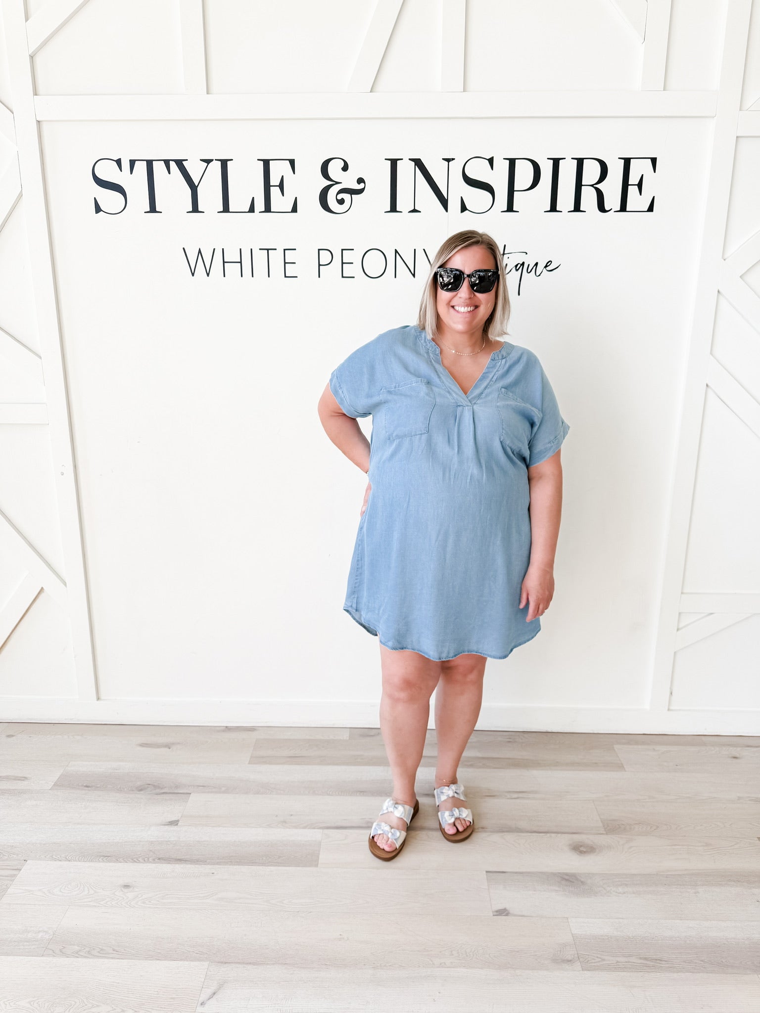 Ruth Belted Chambray Mini Shirt Dress *FINAL SALE*