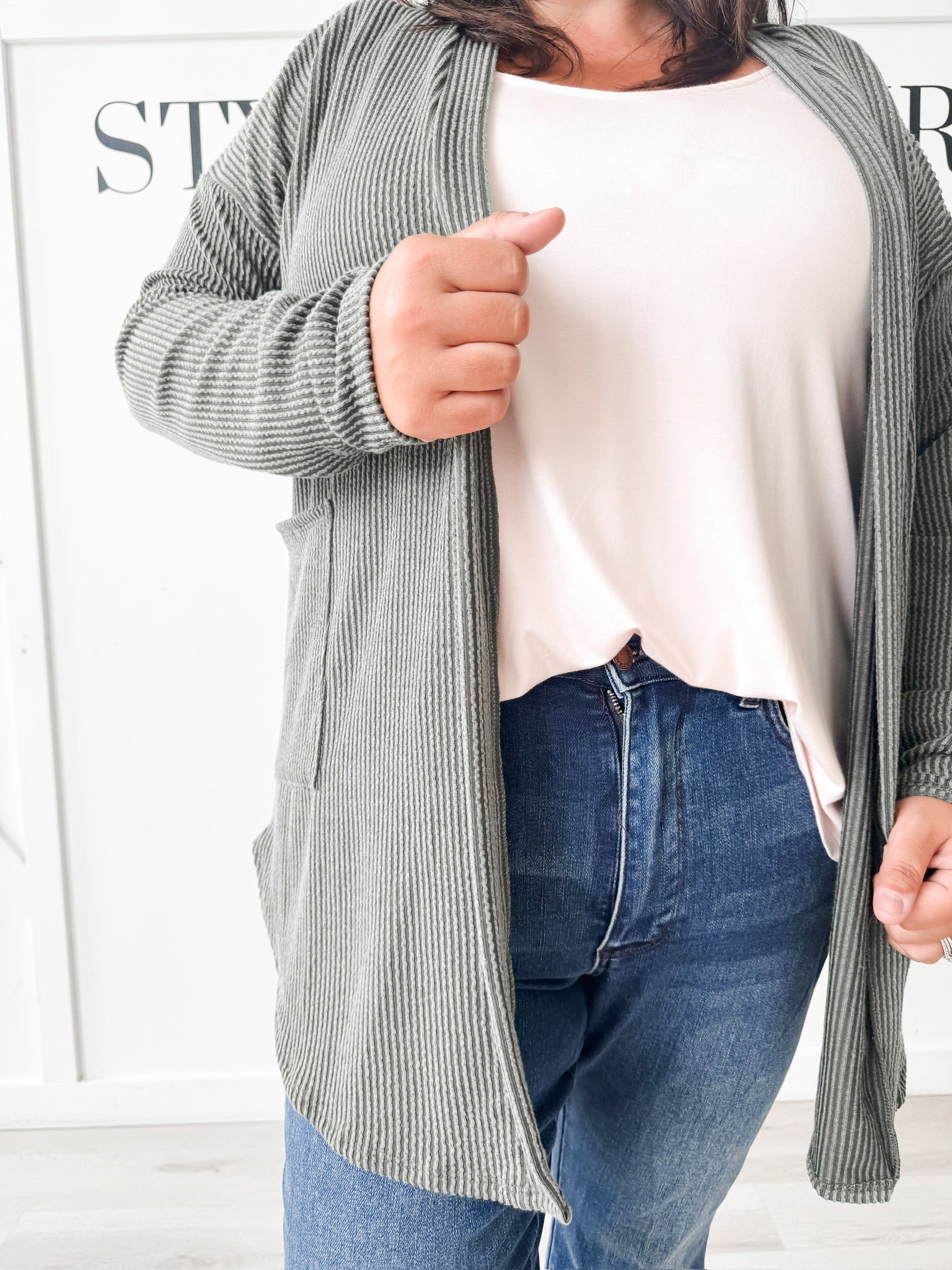 Gemini Urban Ribbed Open Cardigan