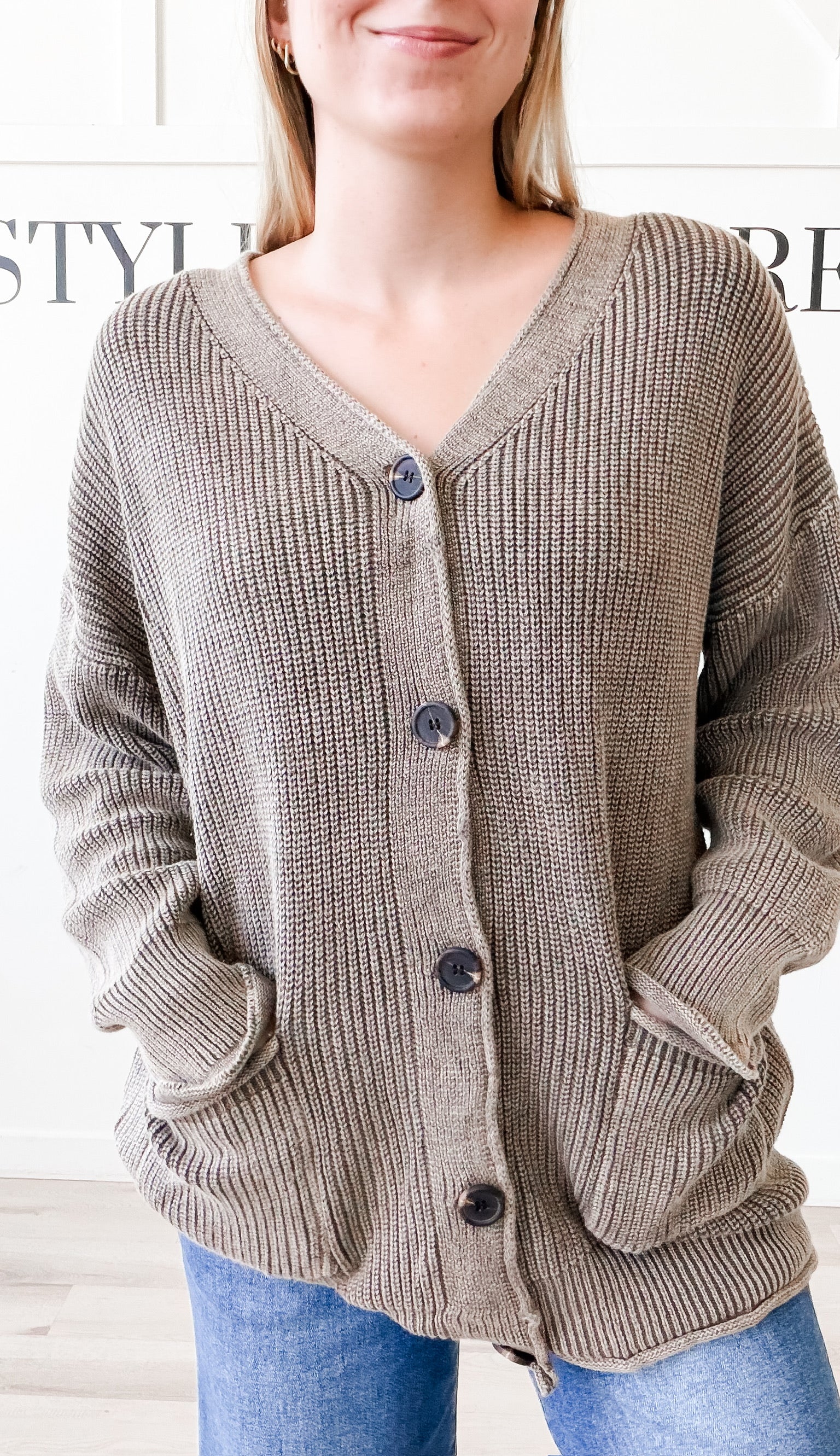 Tilly Washed Rib Button Cardigan