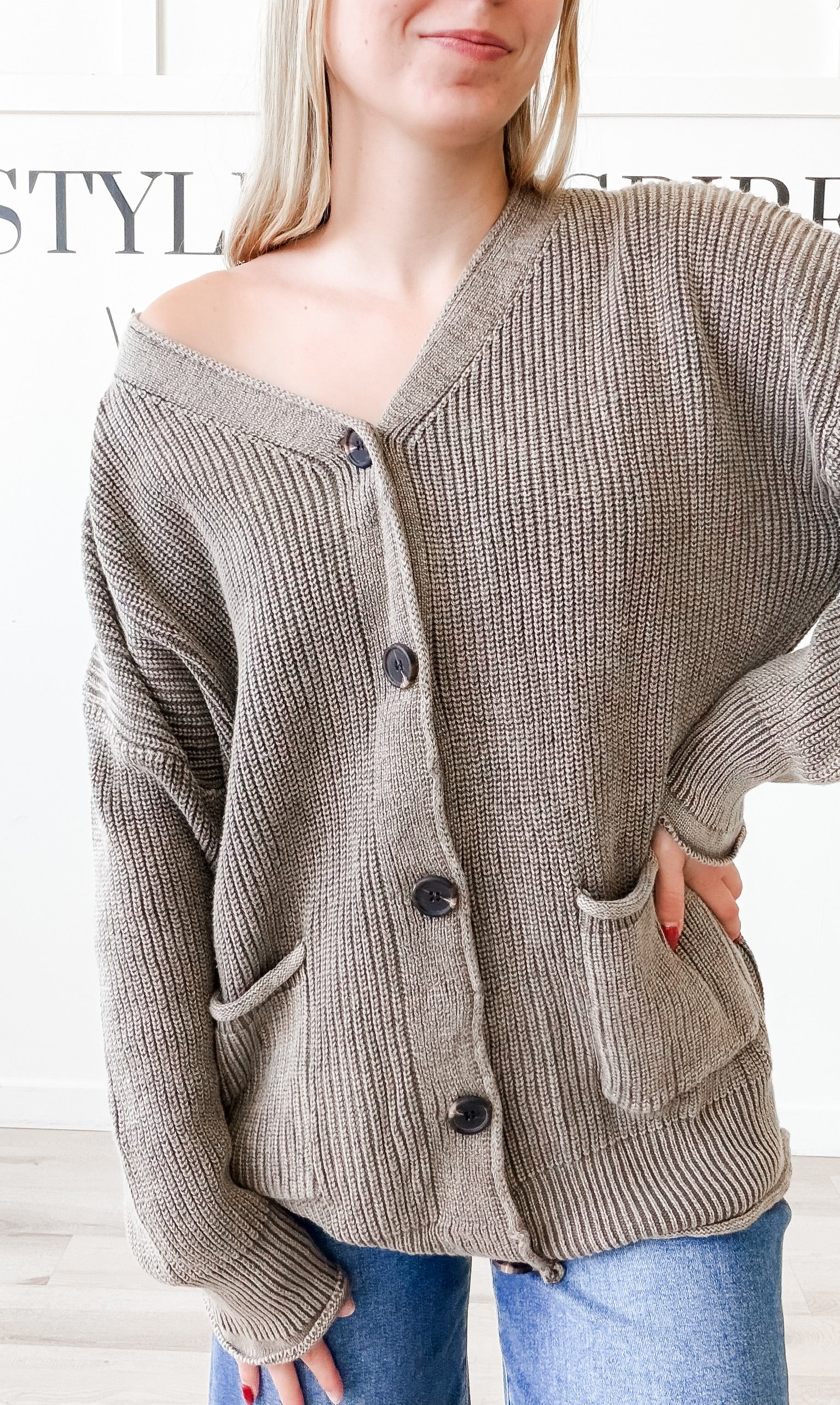 Tilly Washed Rib Button Cardigan
