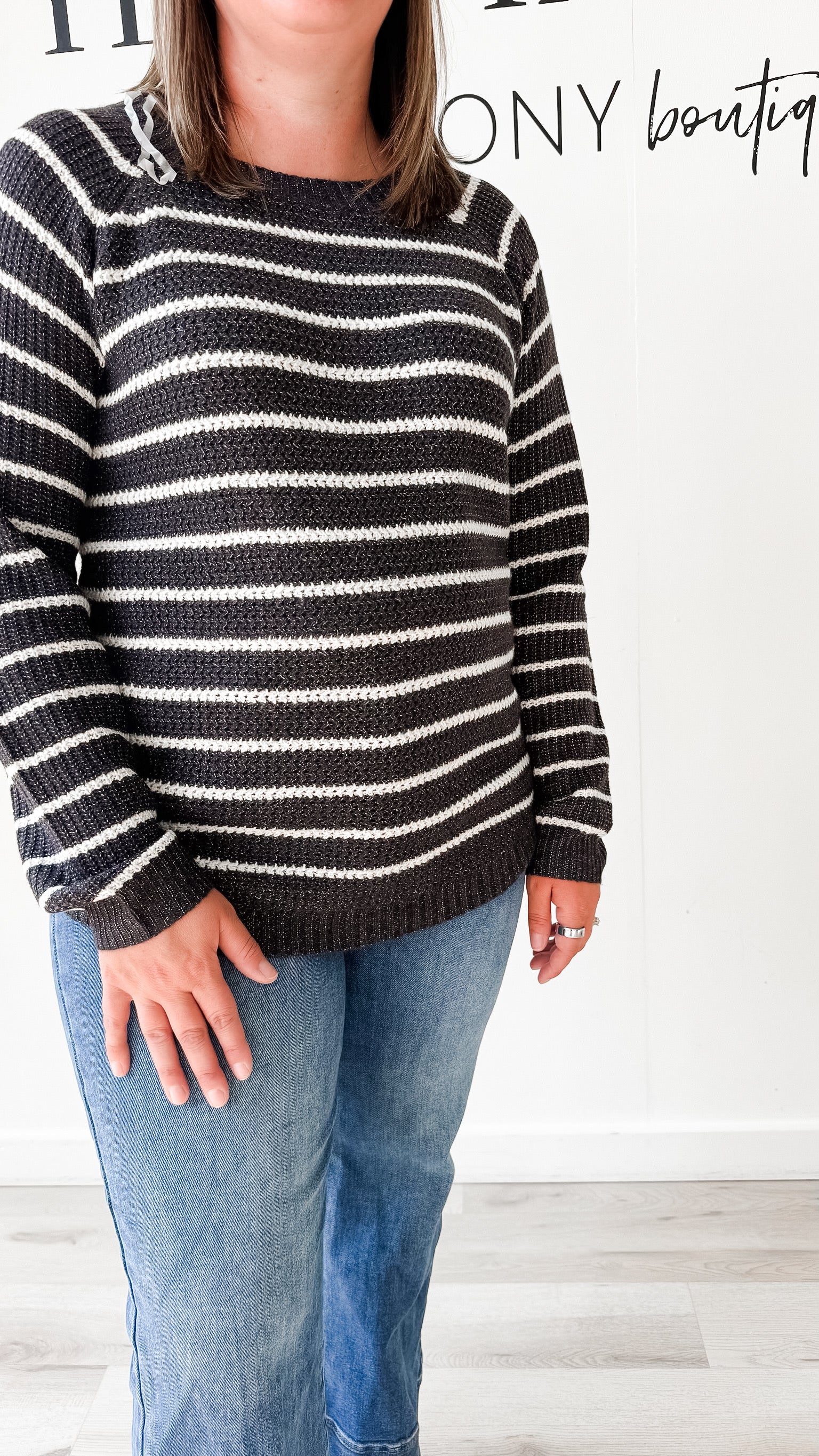 Libby Mini Waffle Striped Sweater