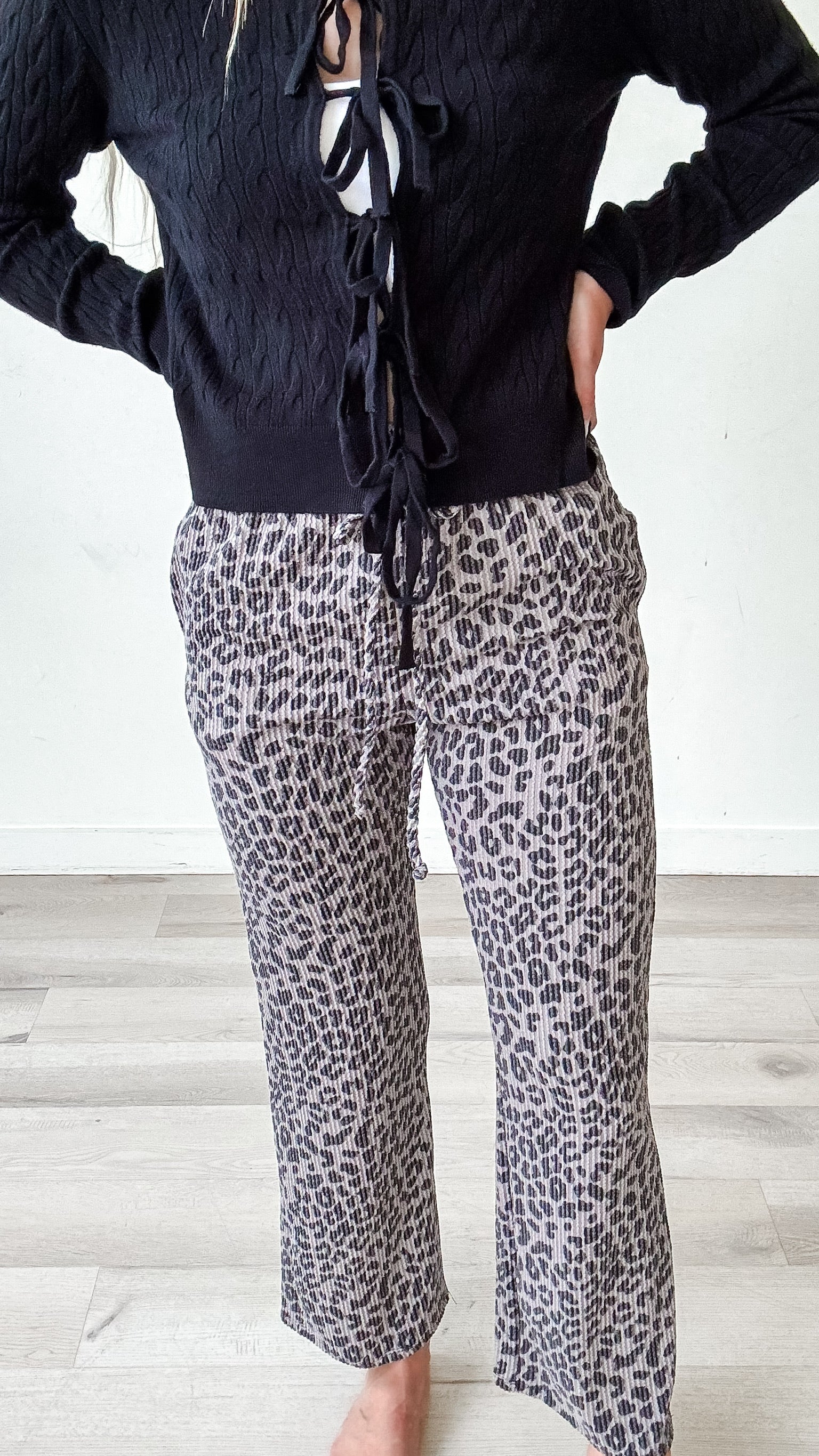 Arlou Ribbed Leopard Print Pants