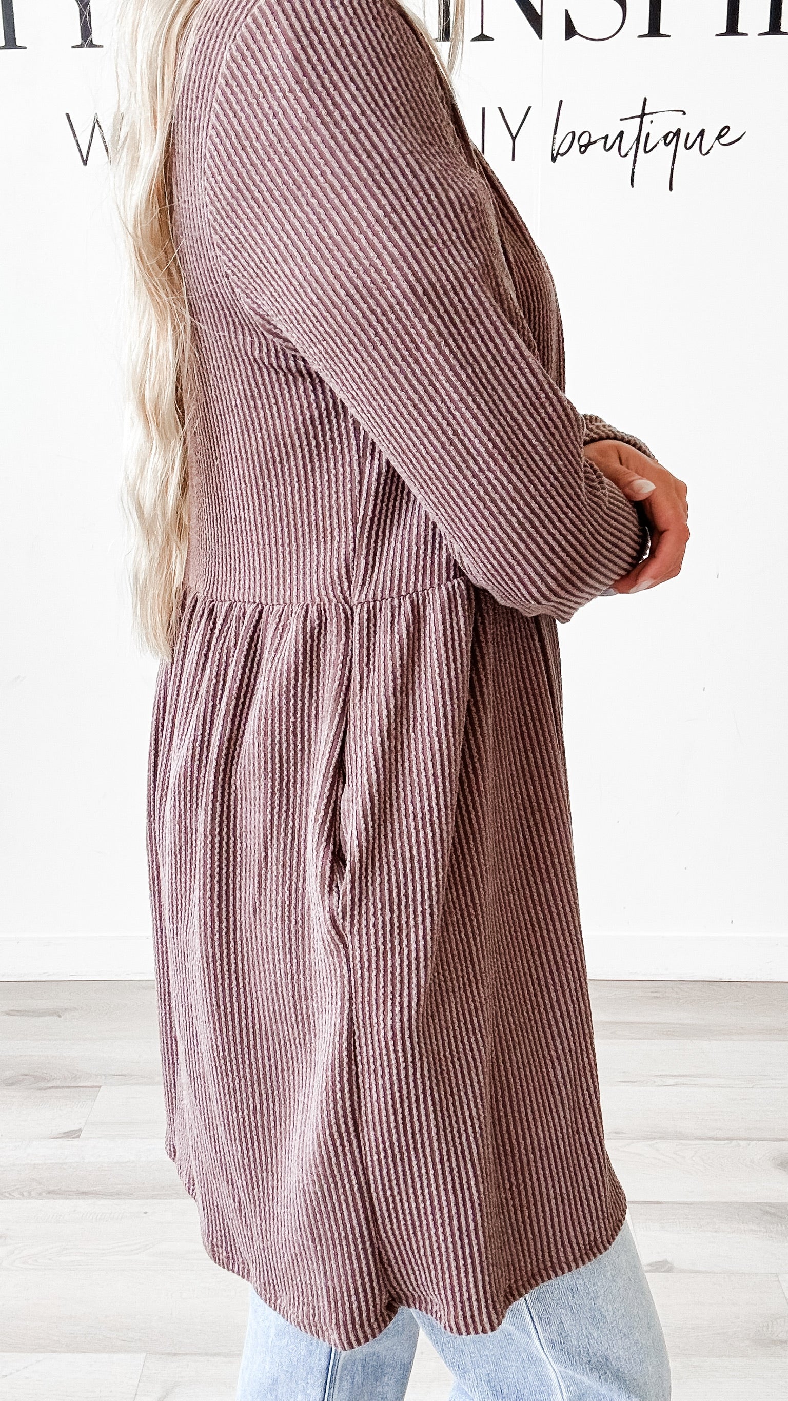 Laura Long Line Ribbed Cardigan