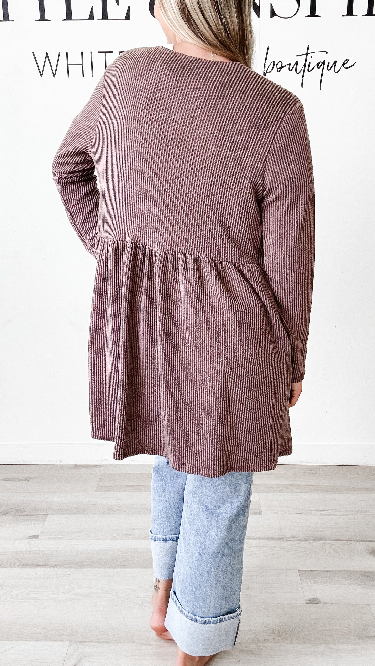 Laura Long Line Ribbed Cardigan