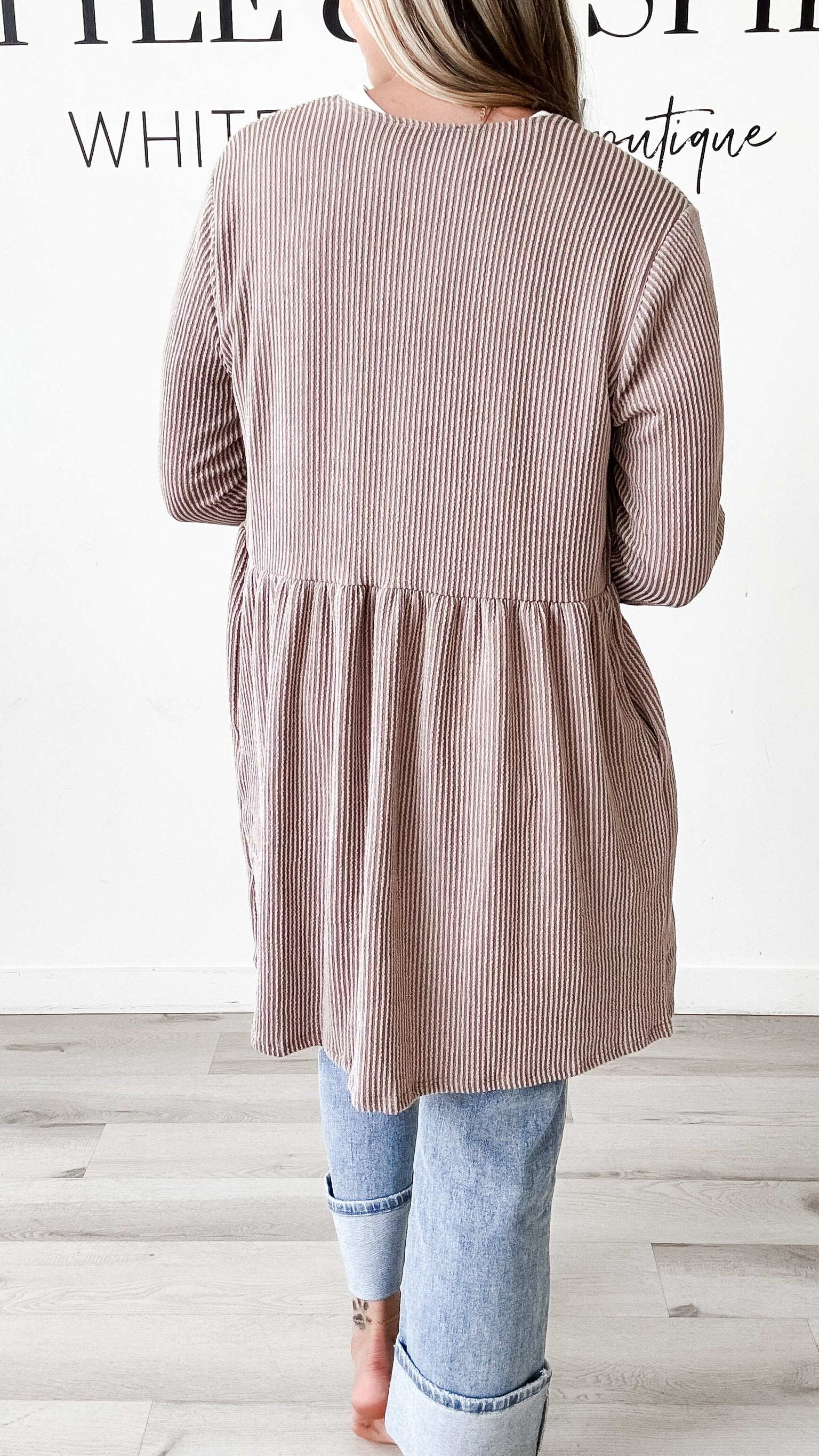 Laura Long Line Ribbed Cardigan