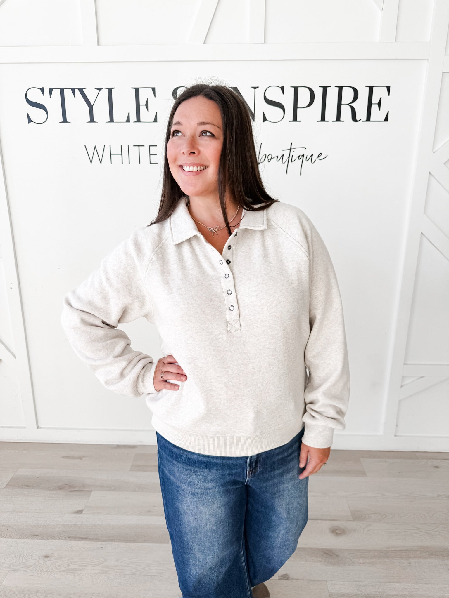 Priscilla Half Button Top