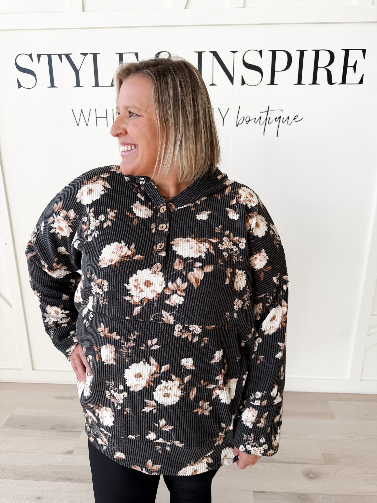 Rebecca Floral Ribbed Top