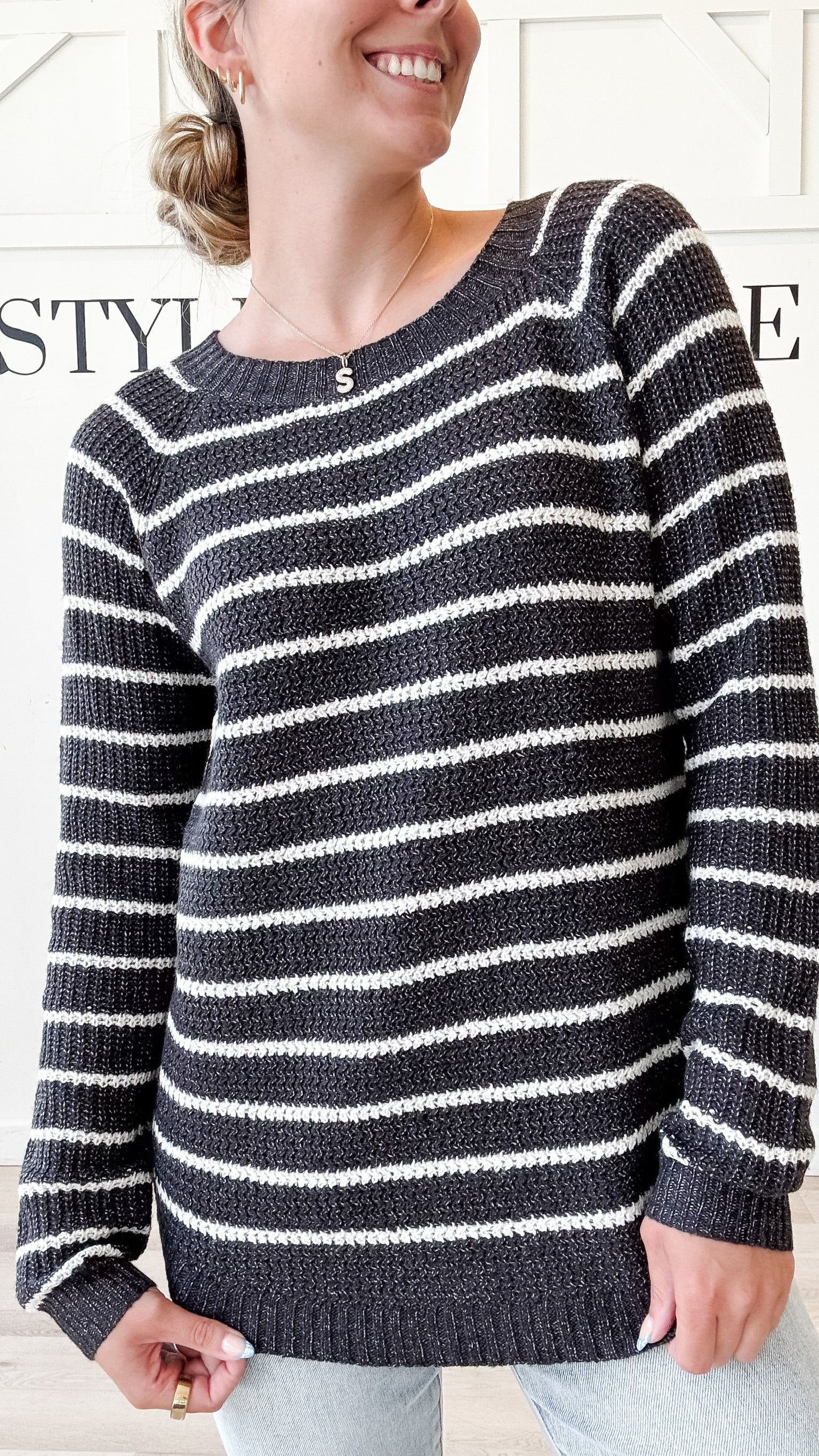 Libby Mini Waffle Striped Sweater