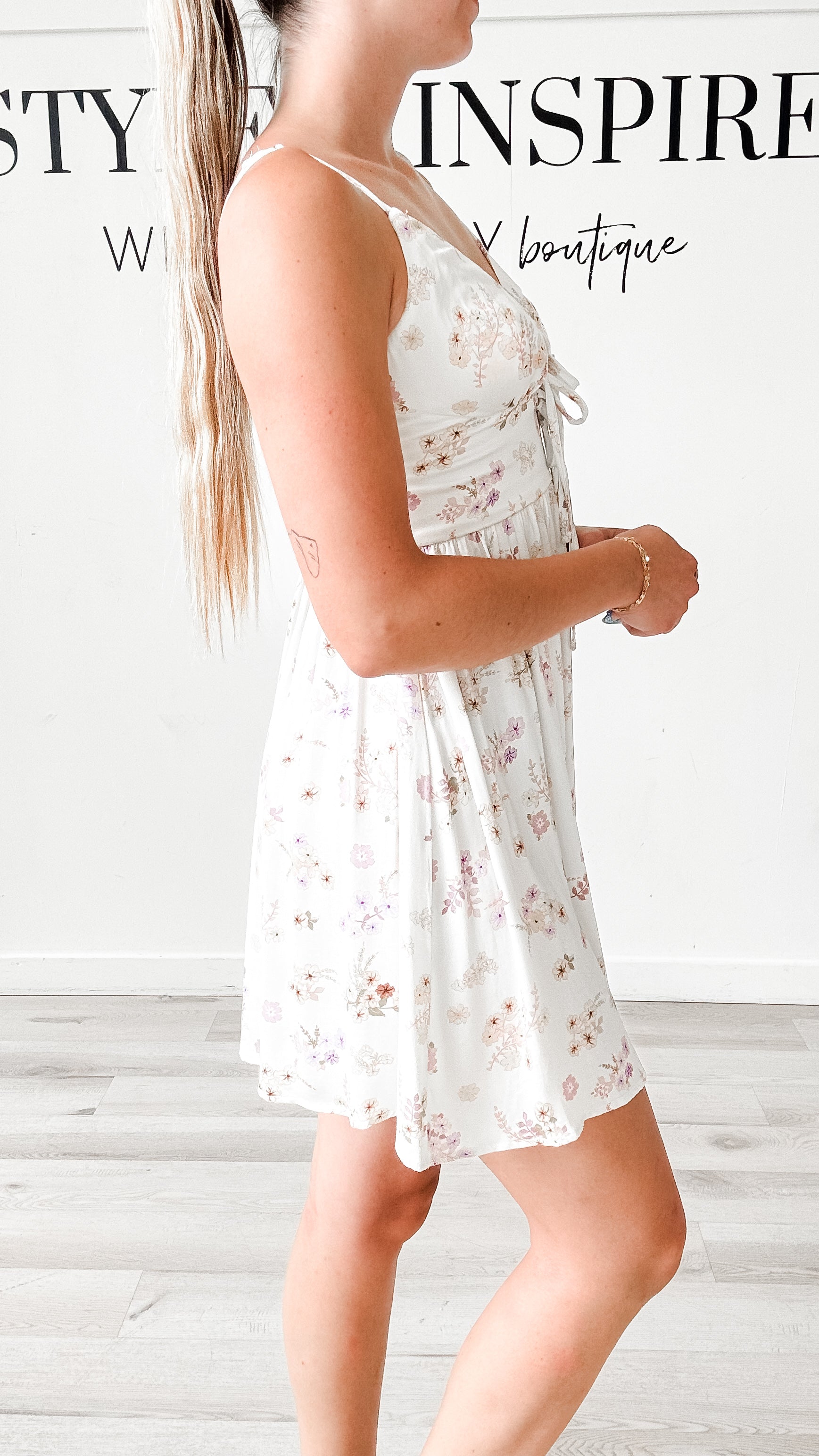 Lizzie V-Neck Front Tie Mini Dress *FINAL SALE*