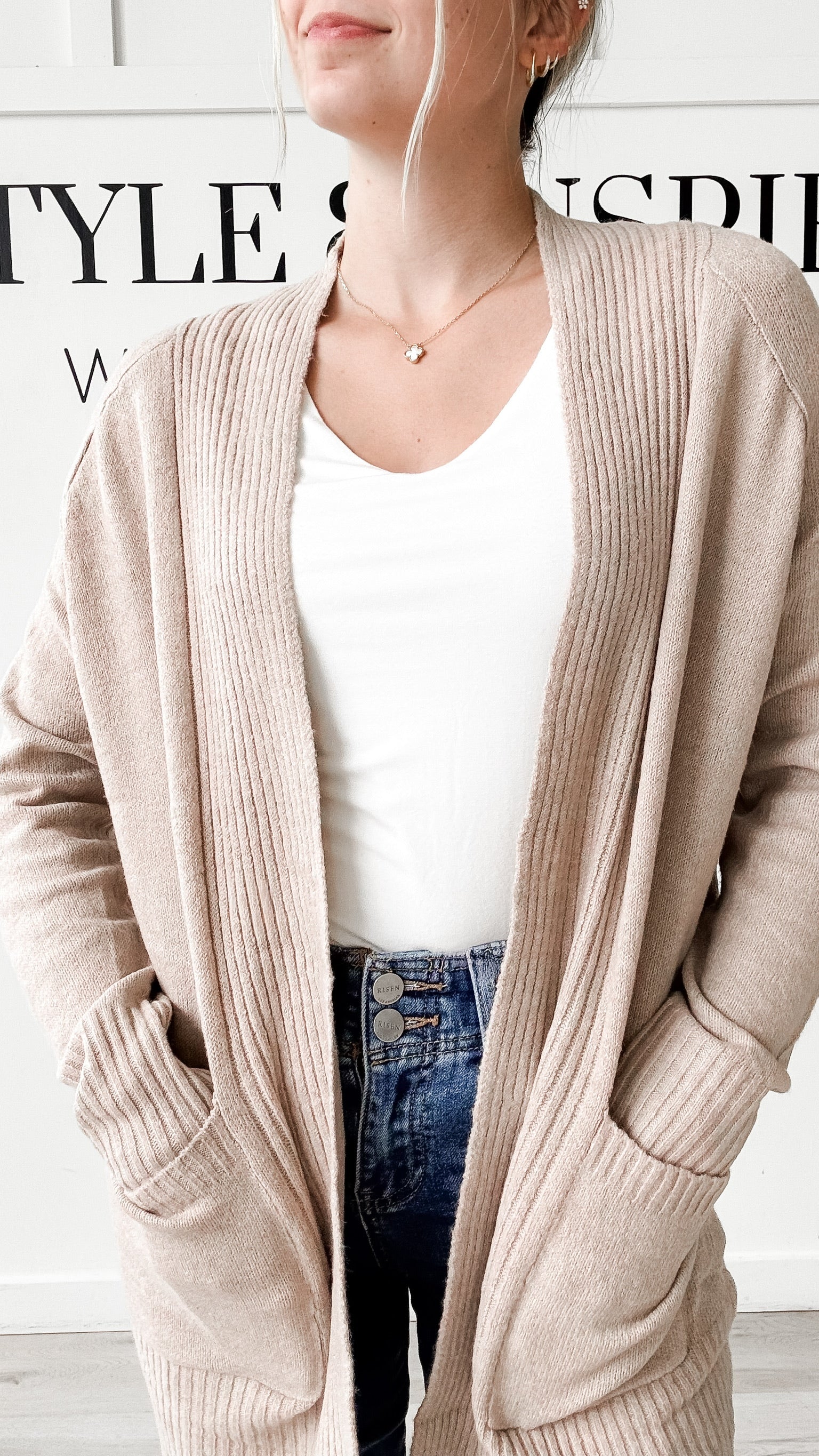 Bethany Ribbed Trim Cardigan