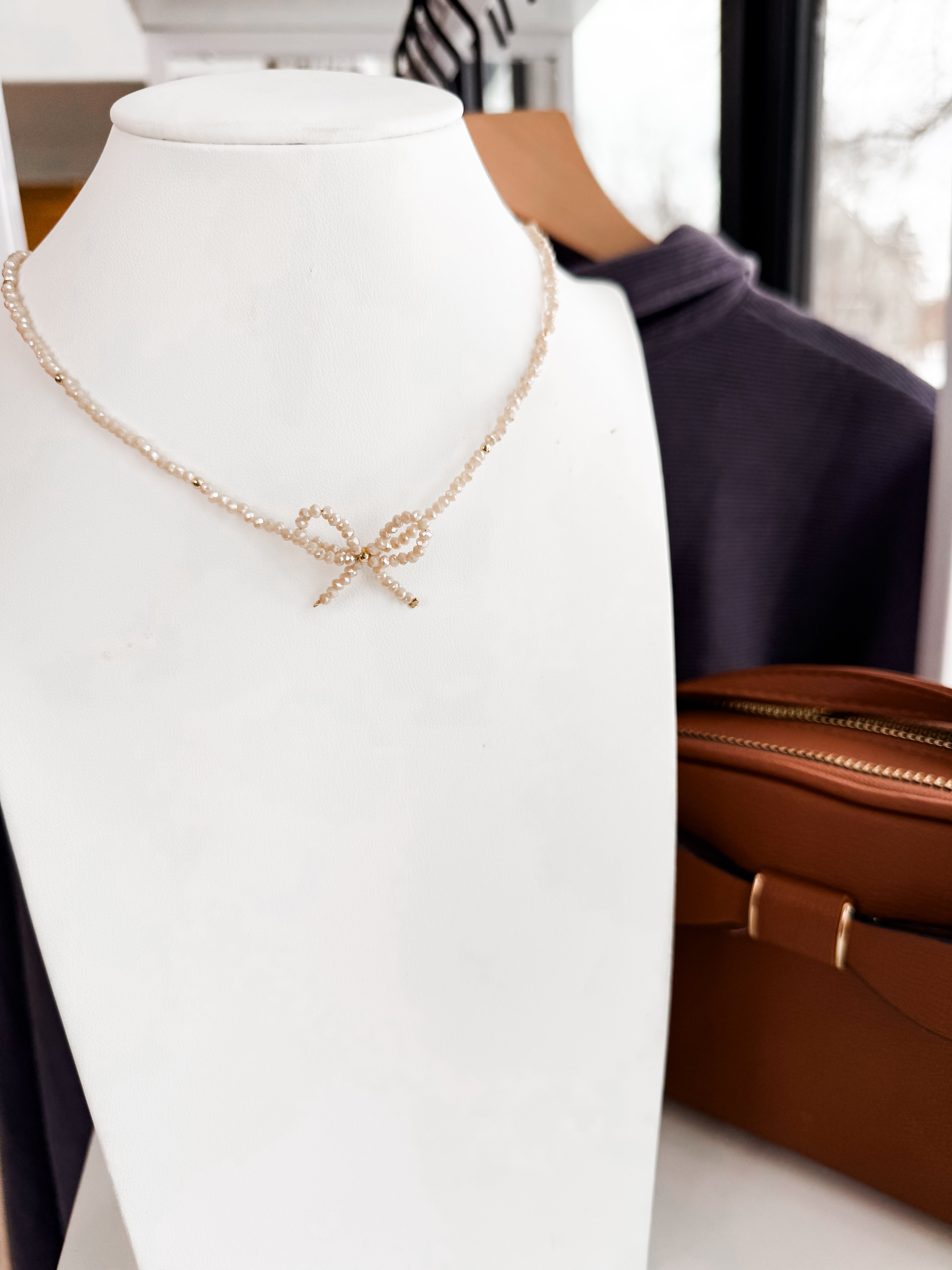 Beaded Bow Necklace.  *Final Sale*