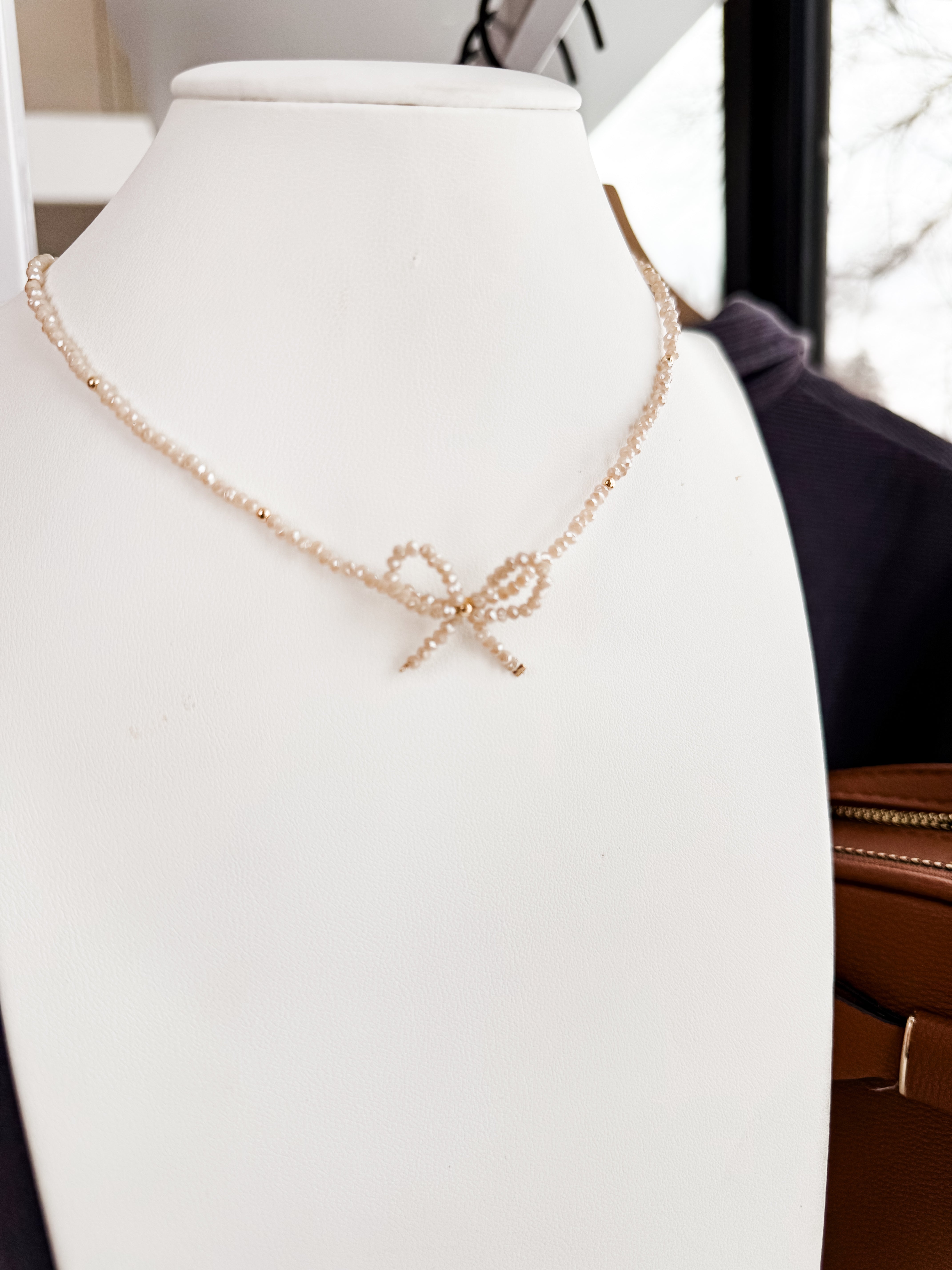 Beaded Bow Necklace.  *Final Sale*