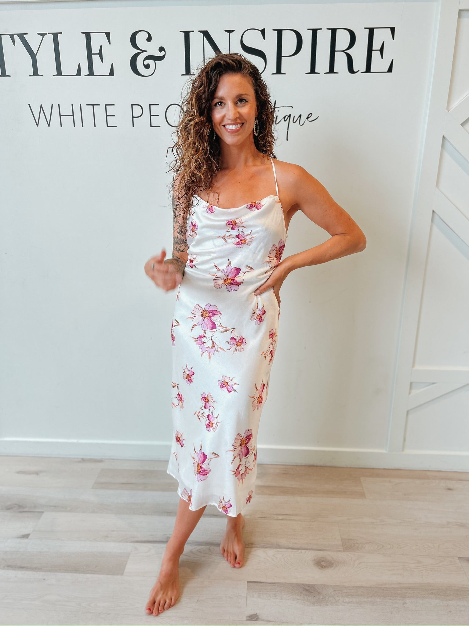 Luisa Floral Cowl Back Slip Dress