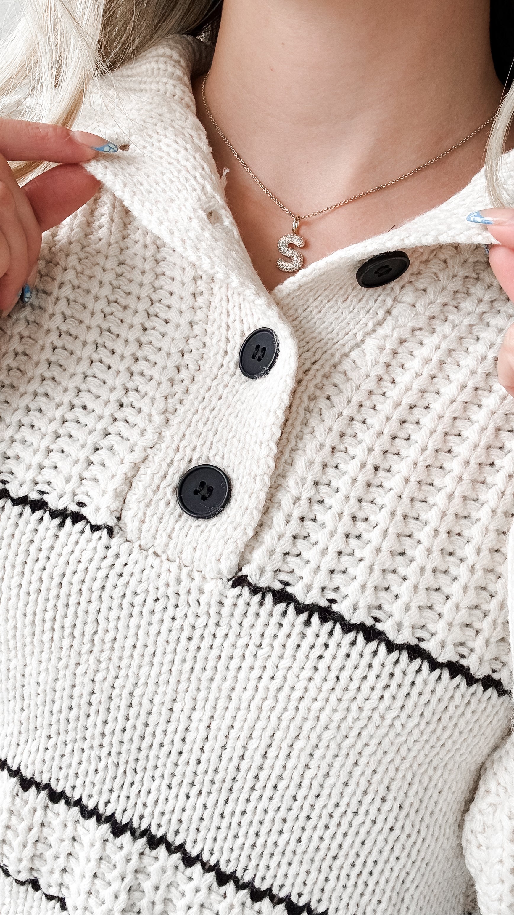 Elmari Half Button Stripe Sweater