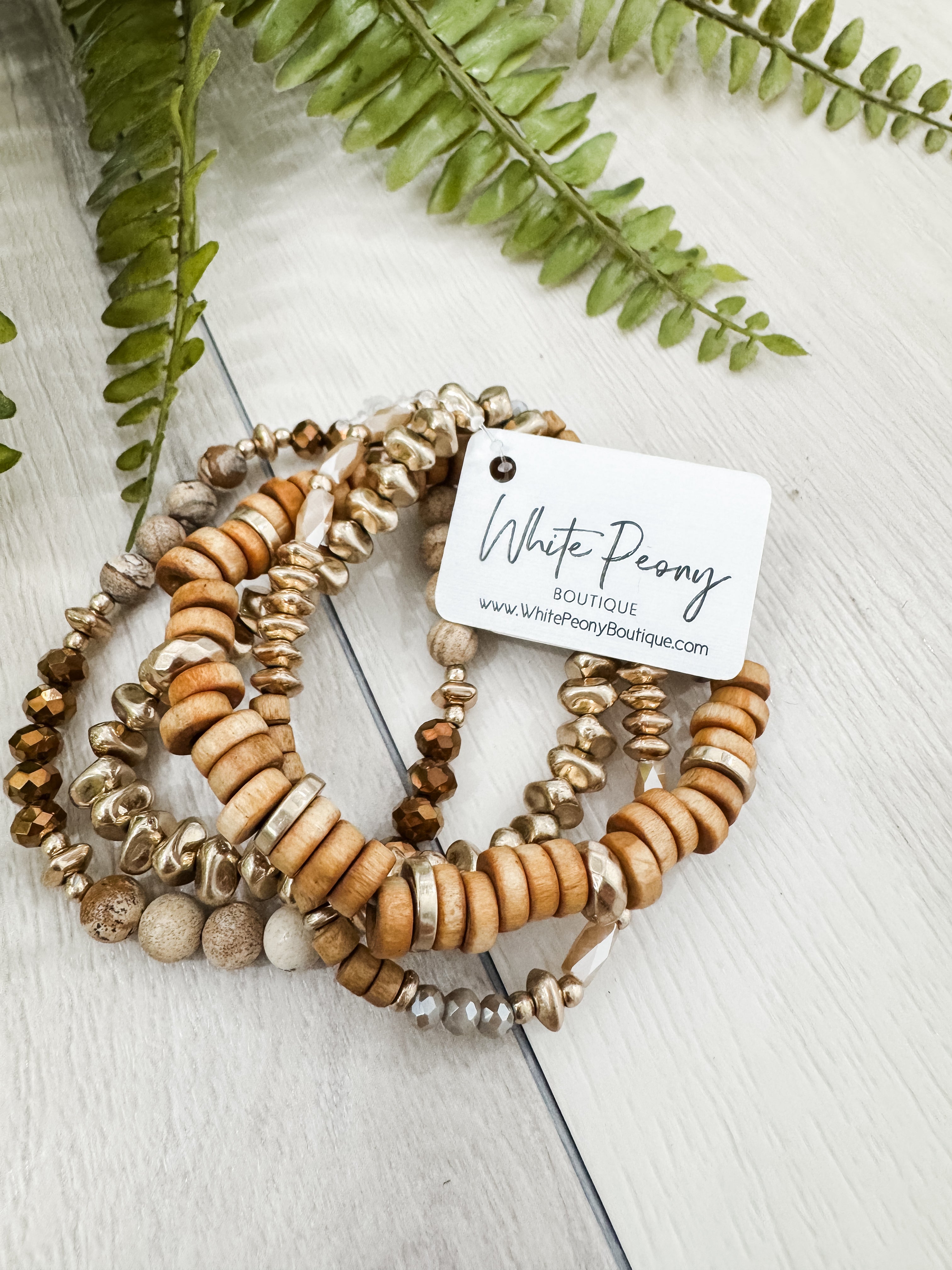 Wood Disc & Mixed Bead Bracelets. *Final Sale*