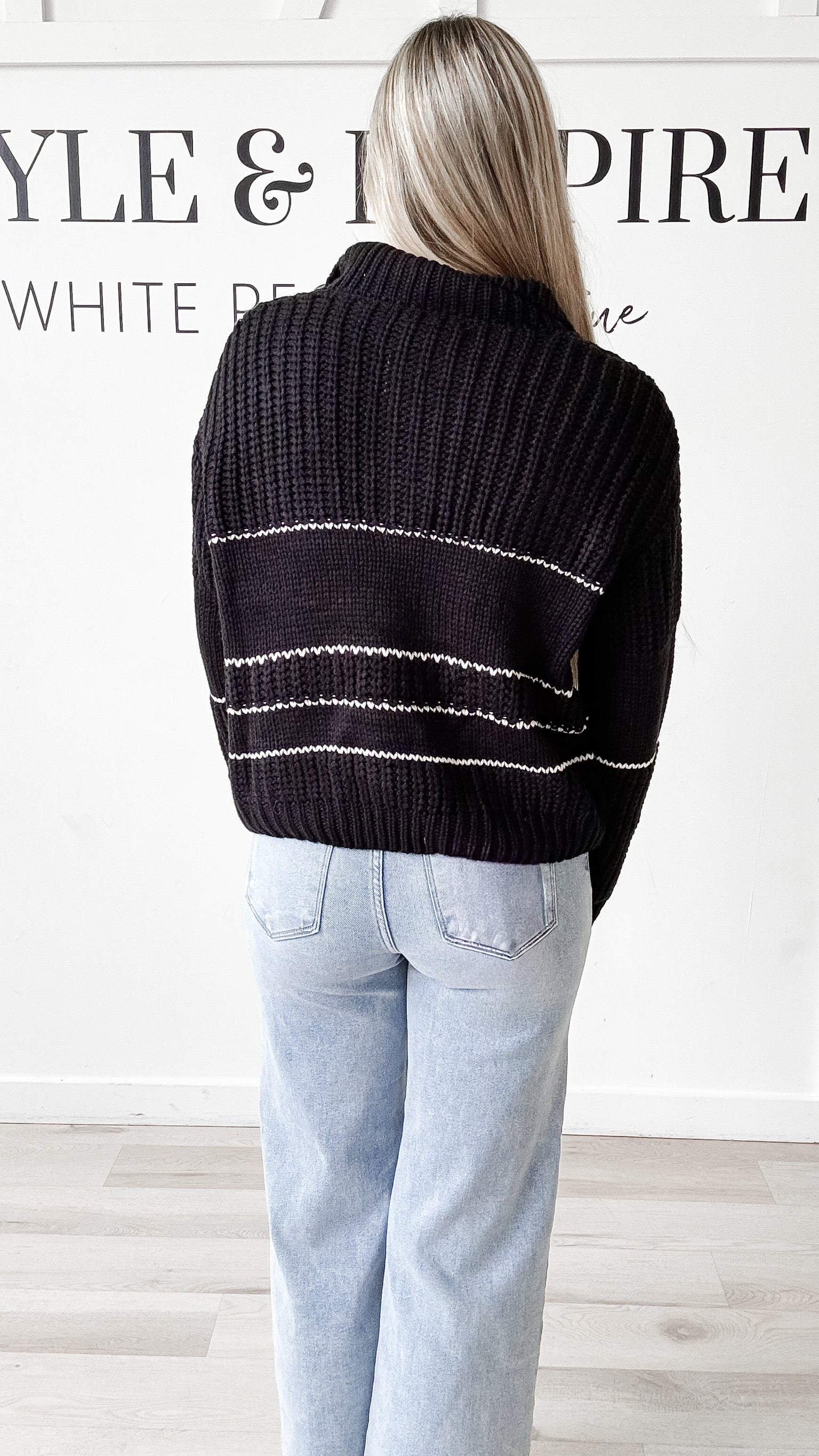 Elmari Half Button Stripe Sweater