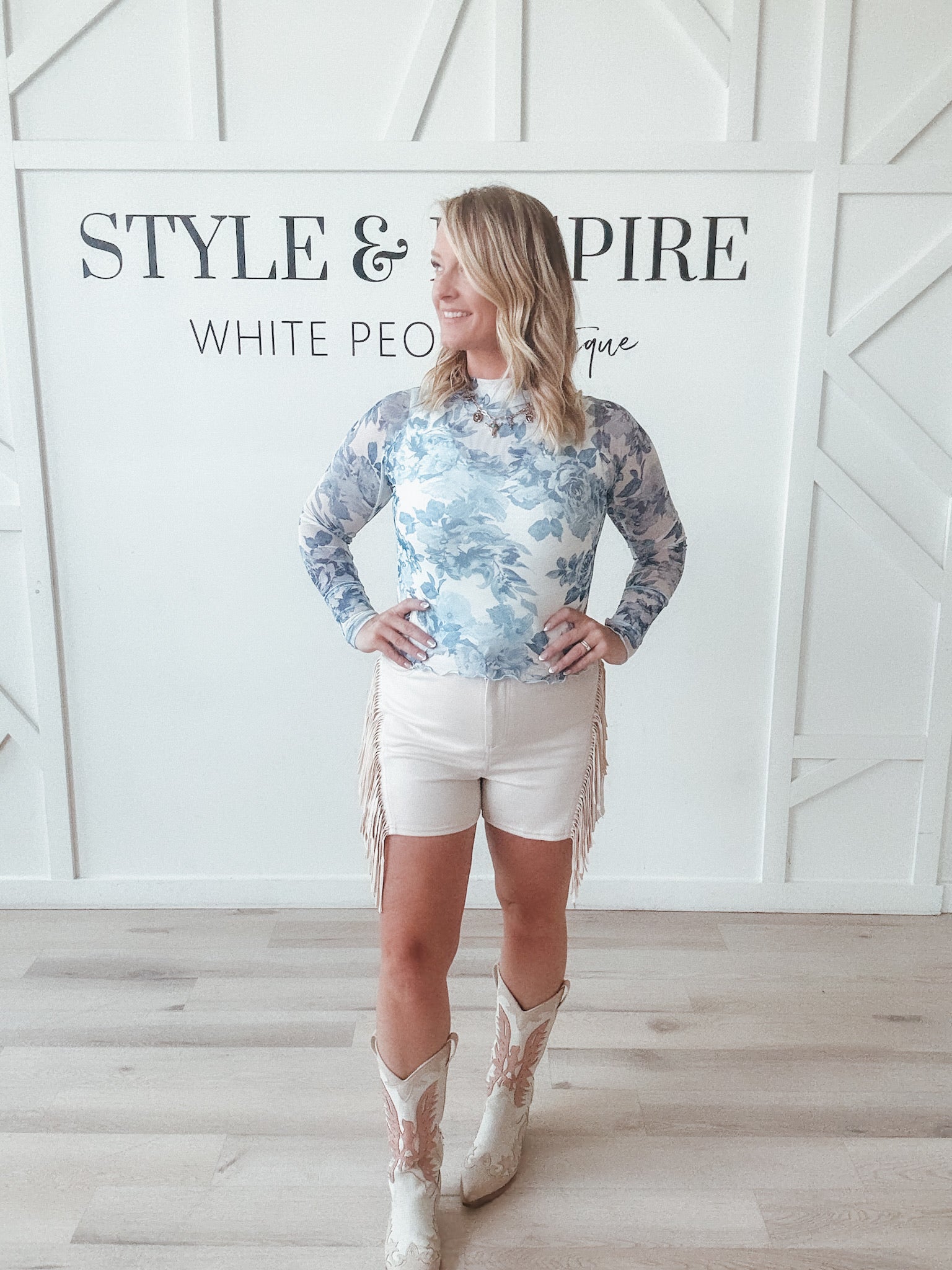 Hazel Floral Mesh Thumbhole Top